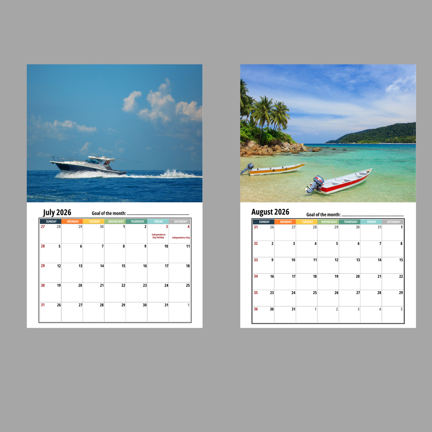 Speedboat Wall Calendar 2026