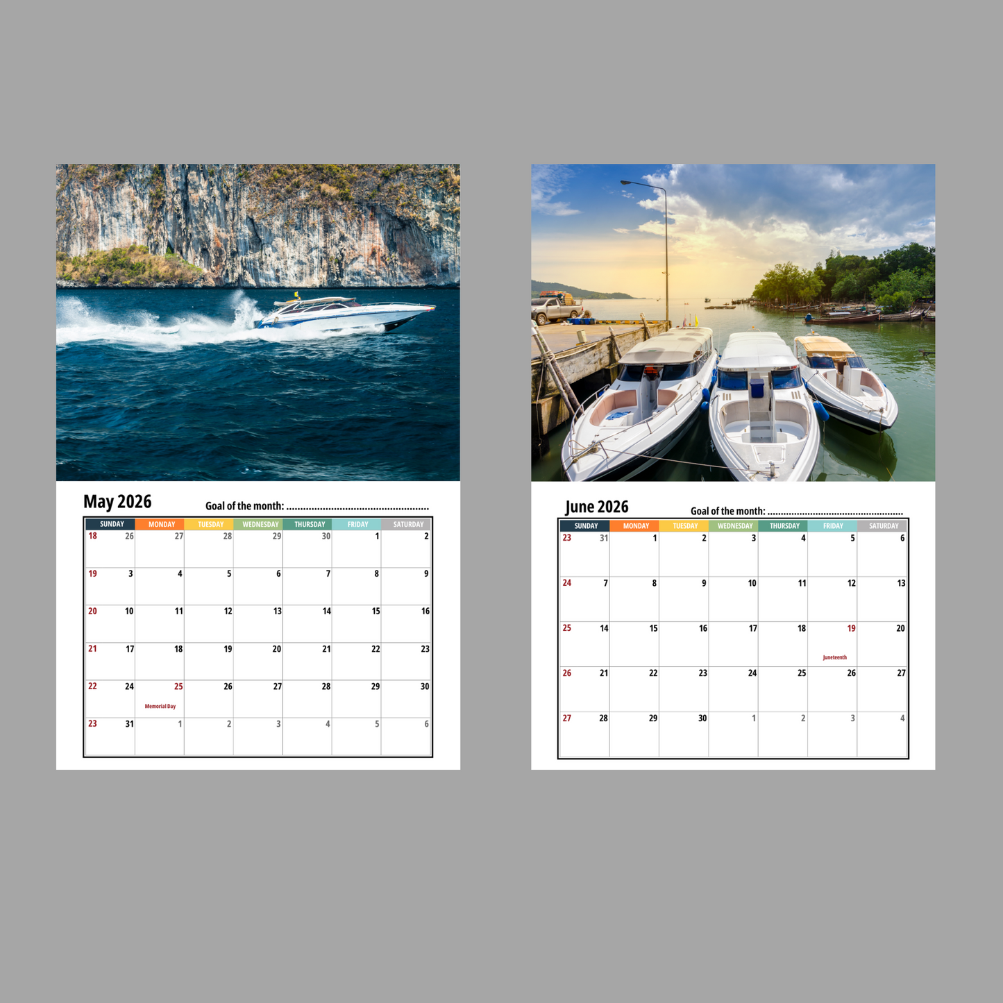 Speedboat Wall Calendar 2026
