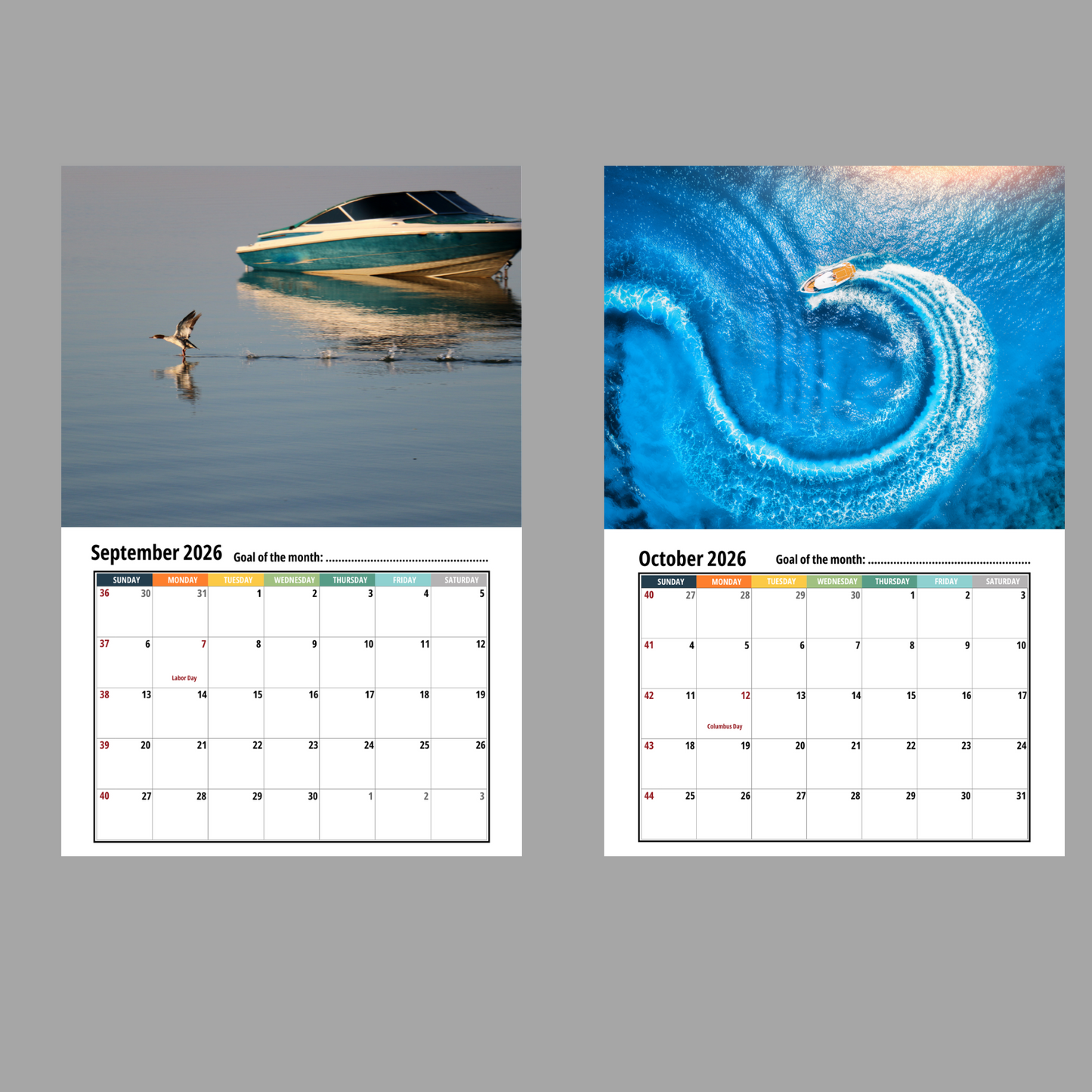 Speedboat Wall Calendar 2026