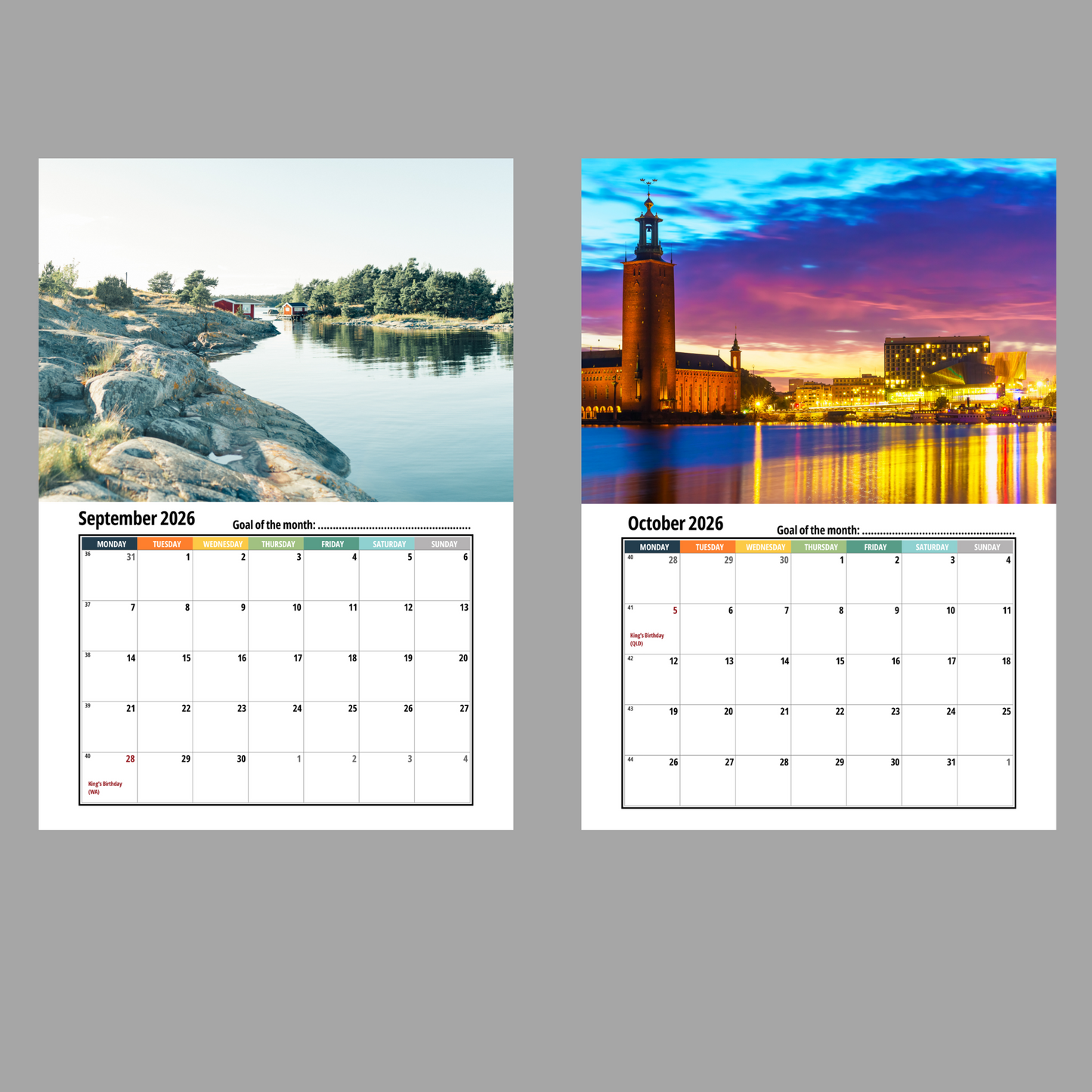 Sweden Wall Calendar 2026