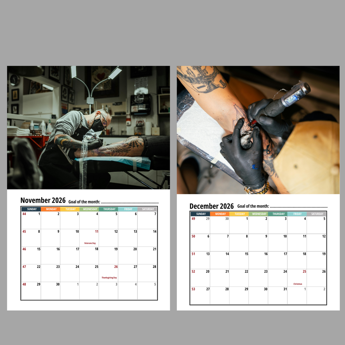 Tattoo Wall Calendar 2026