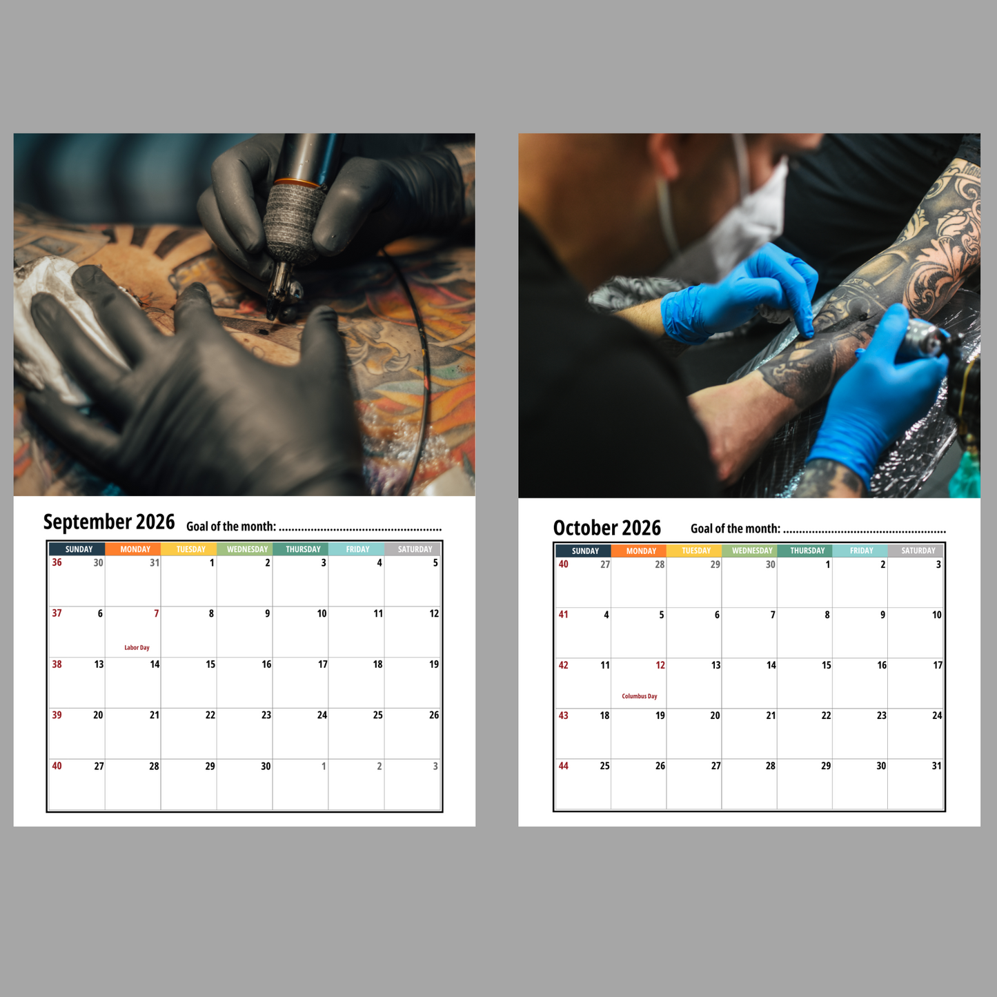 Tattoo Wall Calendar 2026