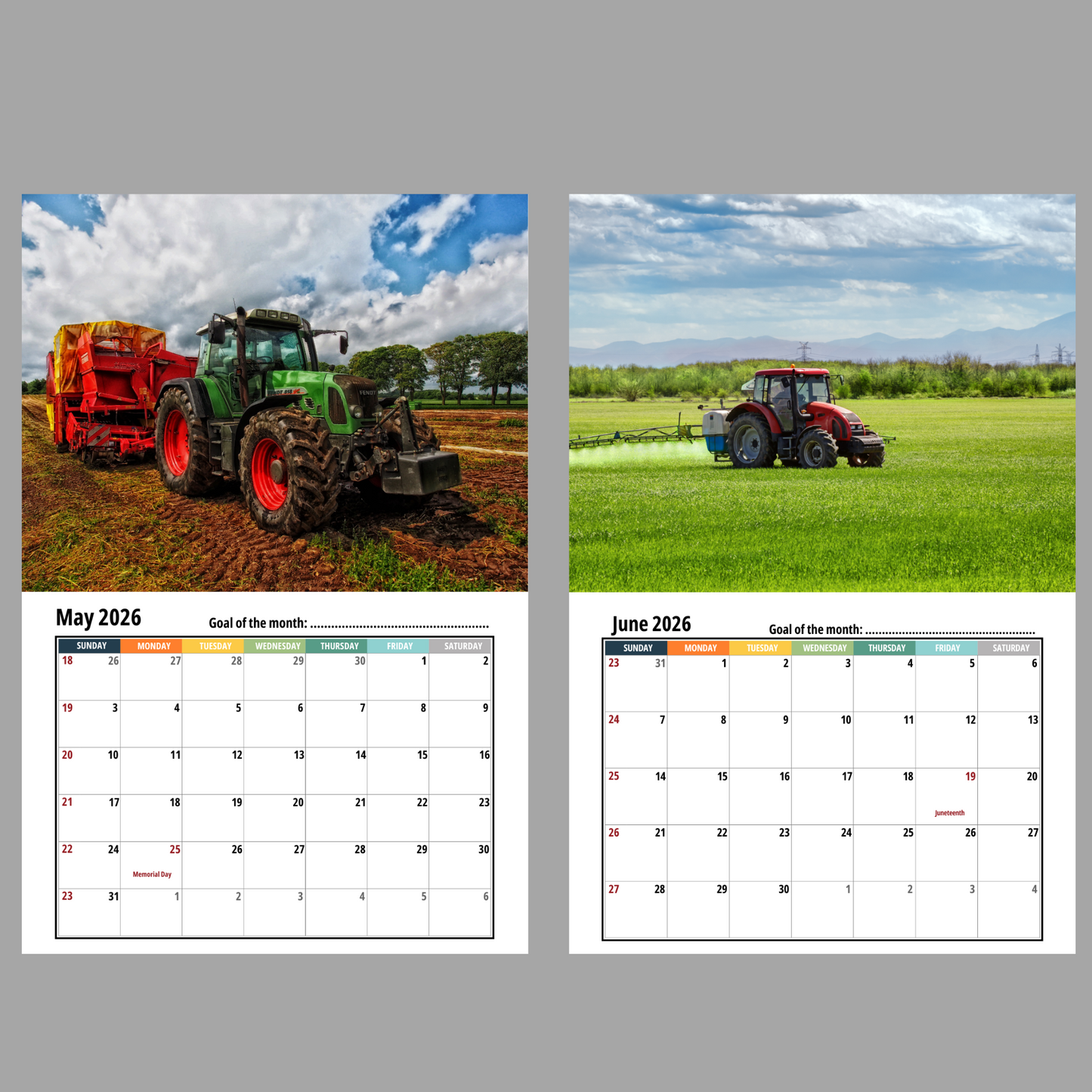 Tractor Wall Calendar 2026