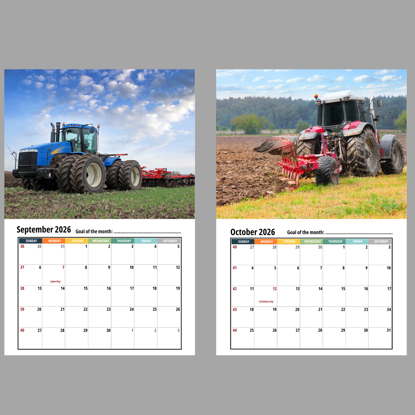 Tractor Wall Calendar 2026