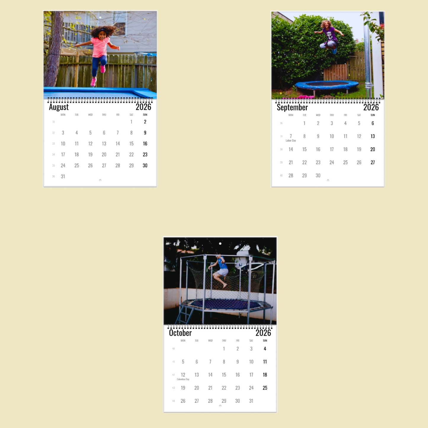 Trampoline Wall Calendar 2026
