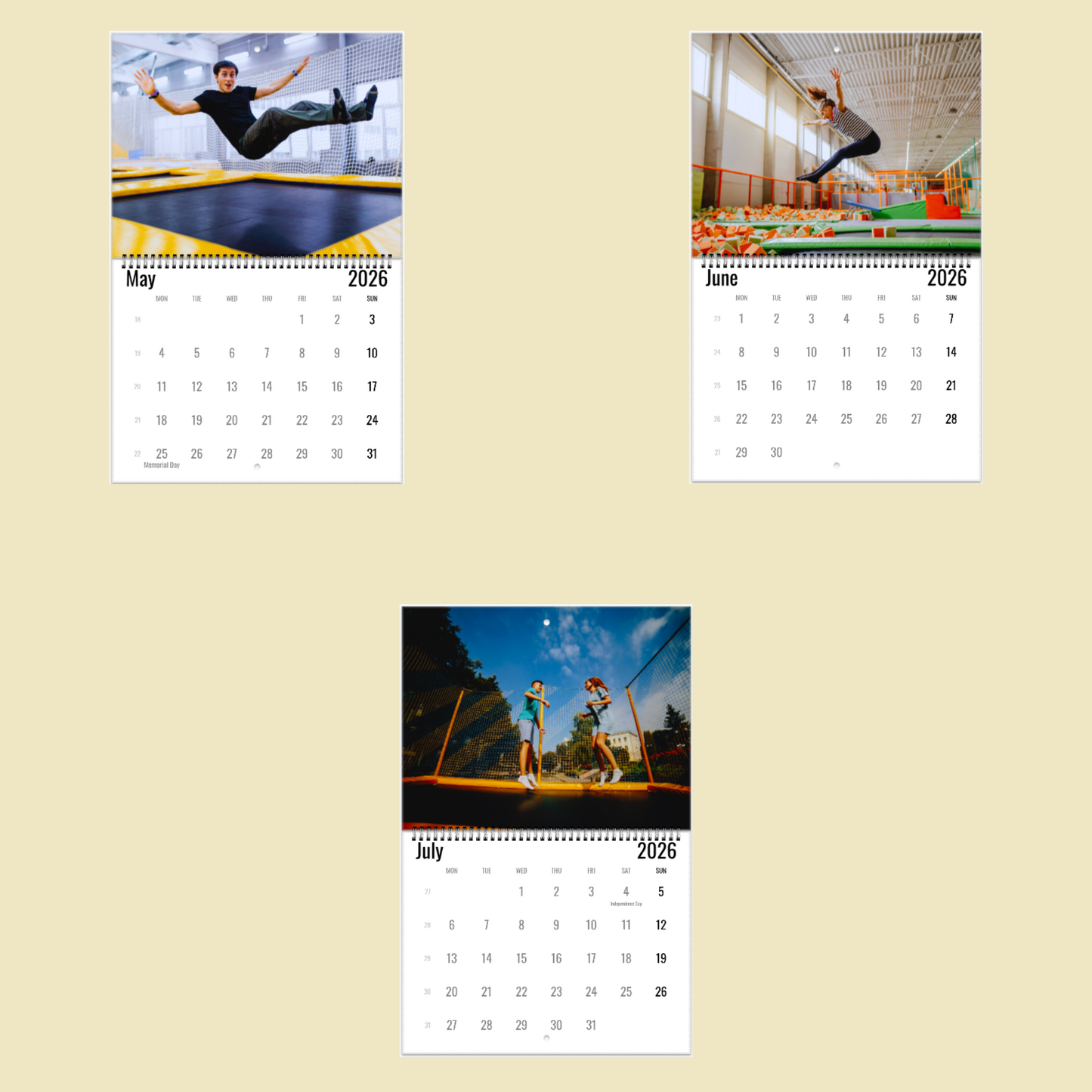 Trampoline Wall Calendar 2026