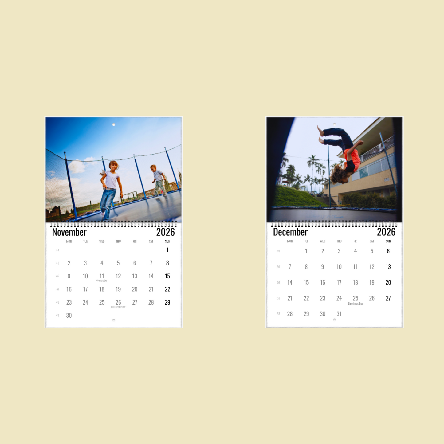 Trampoline Wall Calendar 2026