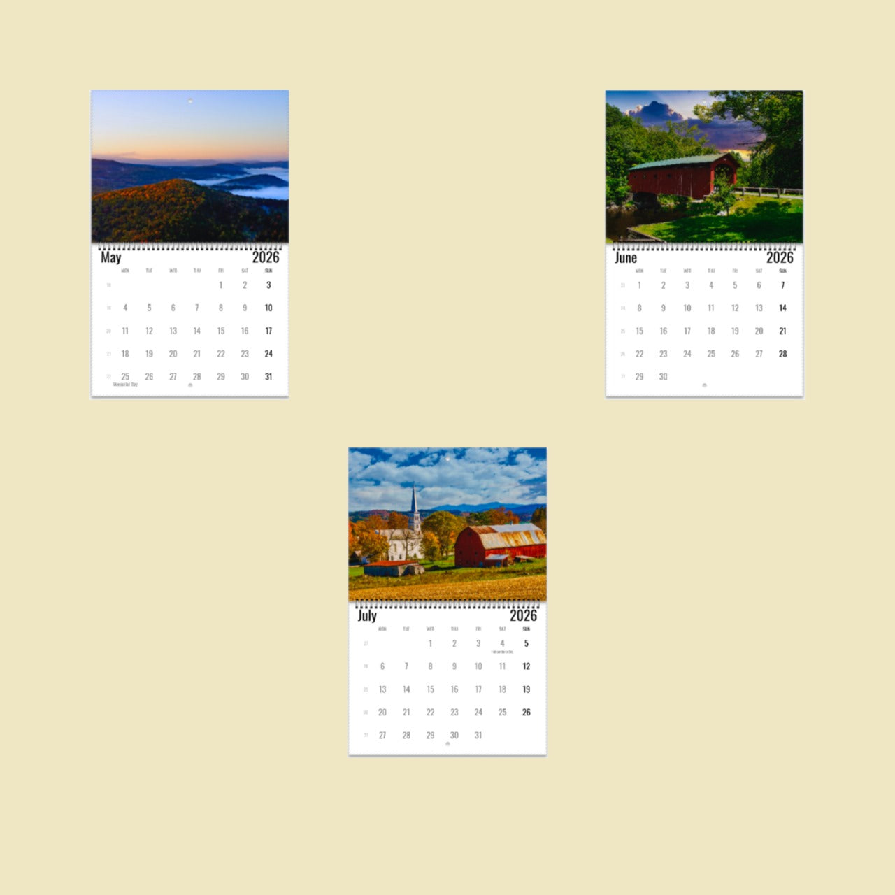 Vermont Wall Calendar 2026