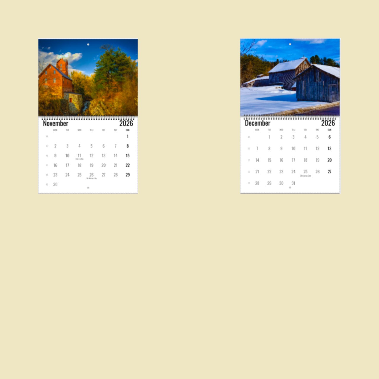 Vermont Wall Calendar 2026