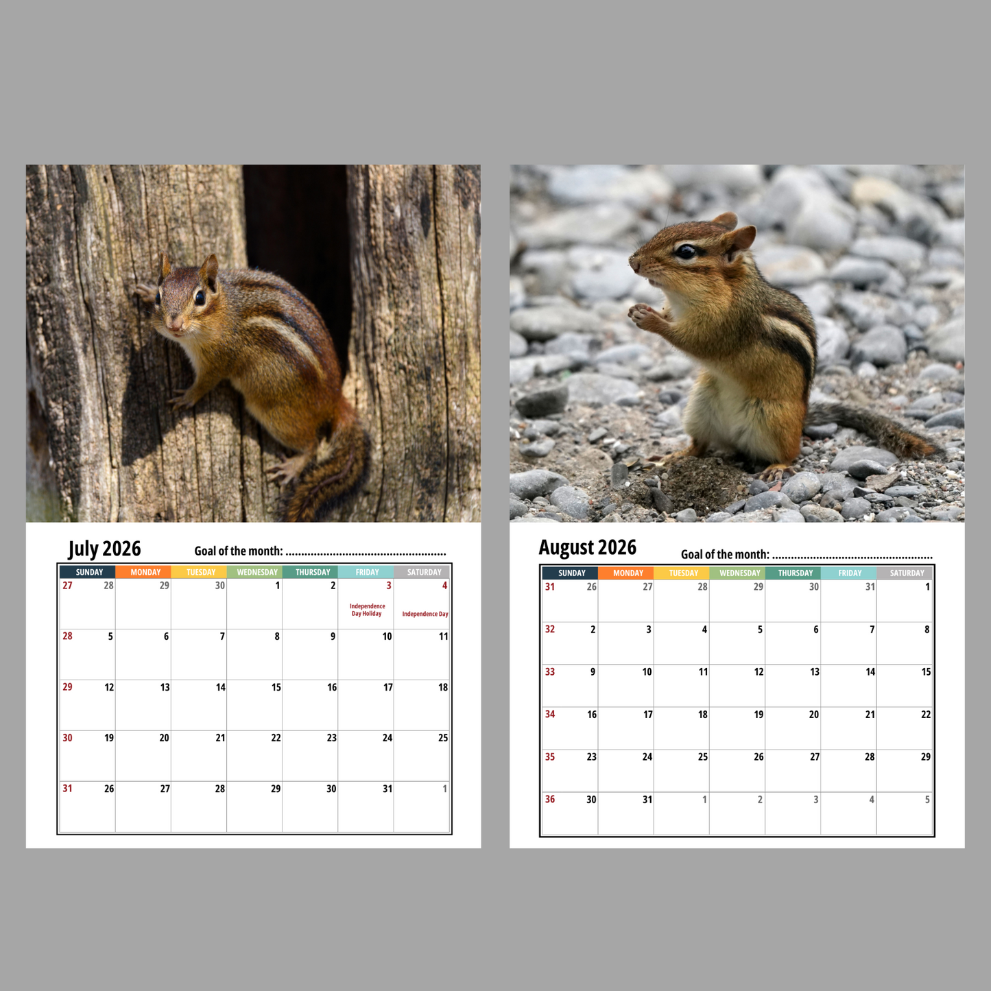 2026 Chipmunk Calendar 