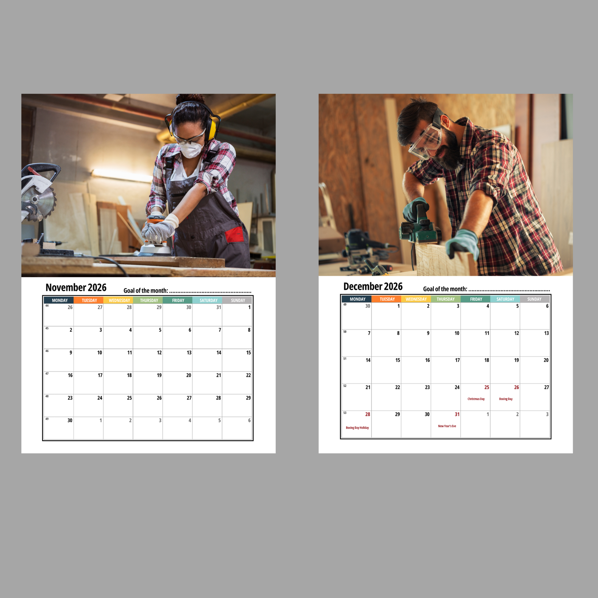 2026 carpenter wall calendar