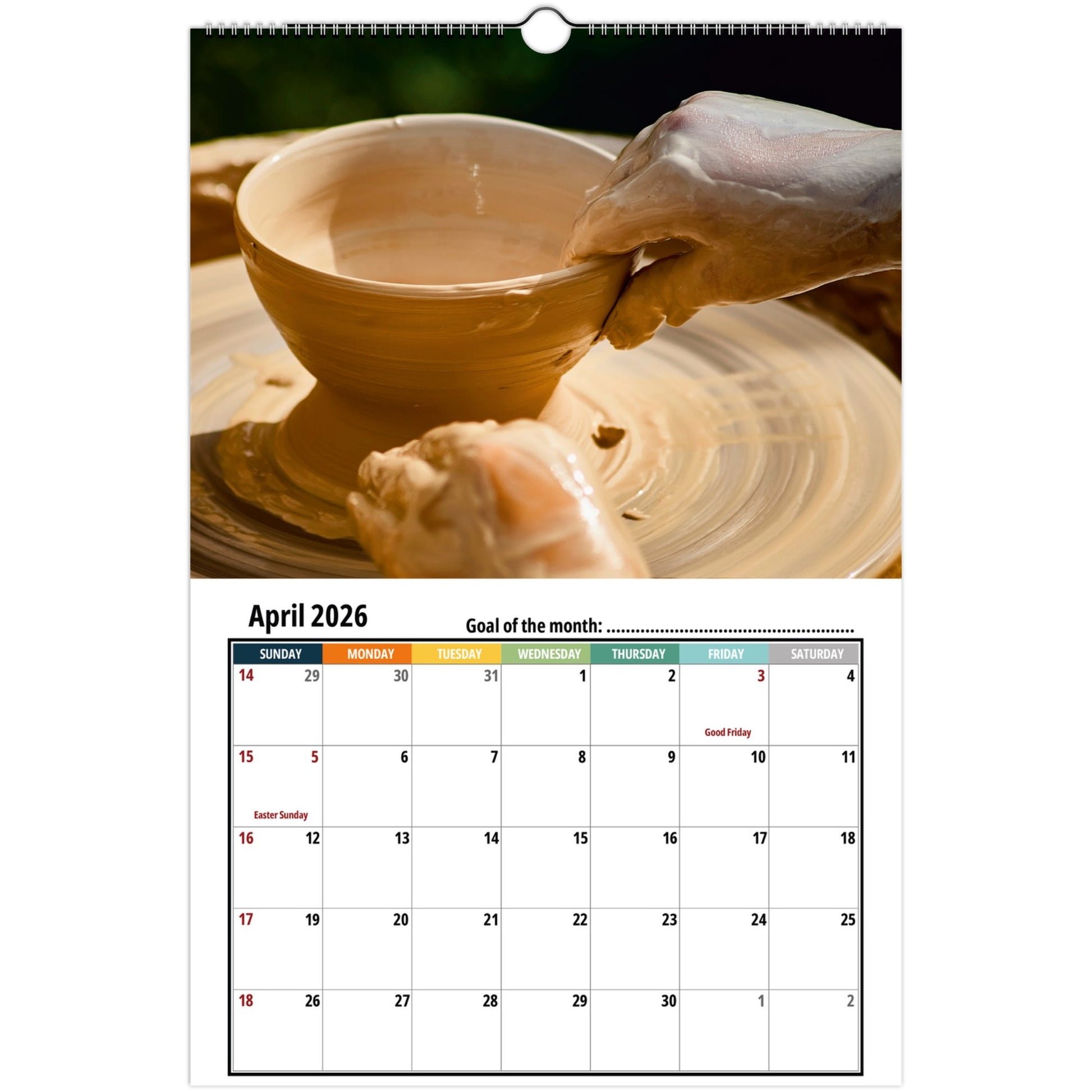 Pottery Wall Calendar 2026