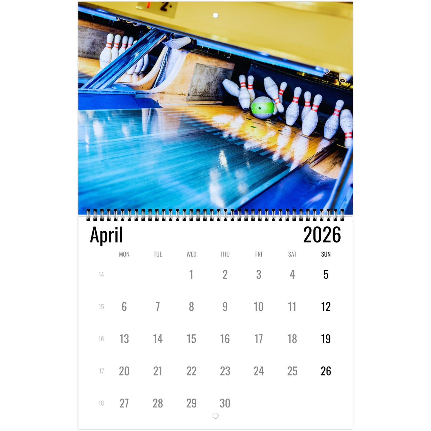 Bowling Wall Calendar 2026