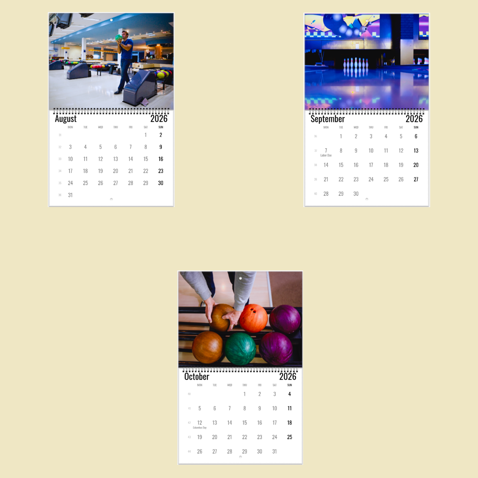 Bowling Wall Calendar 2026