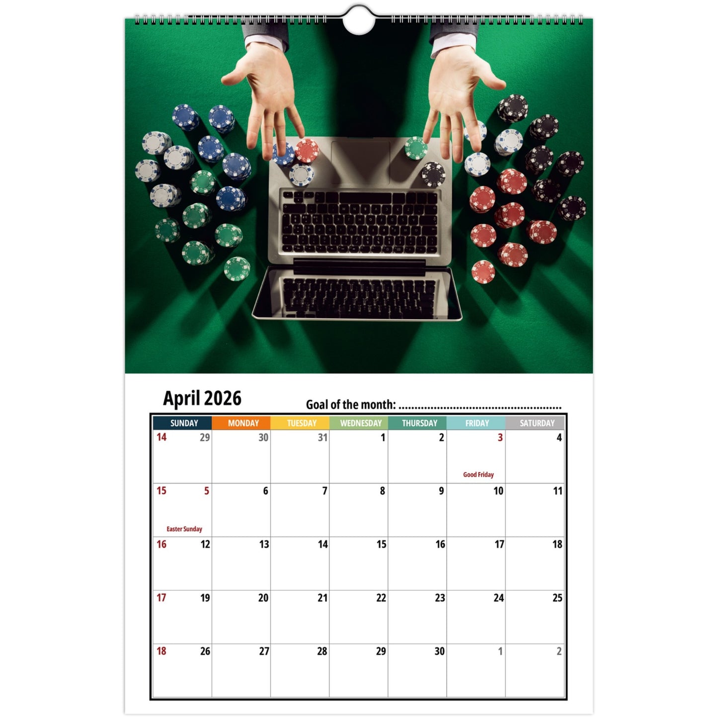Casino Wall Calendar 2026