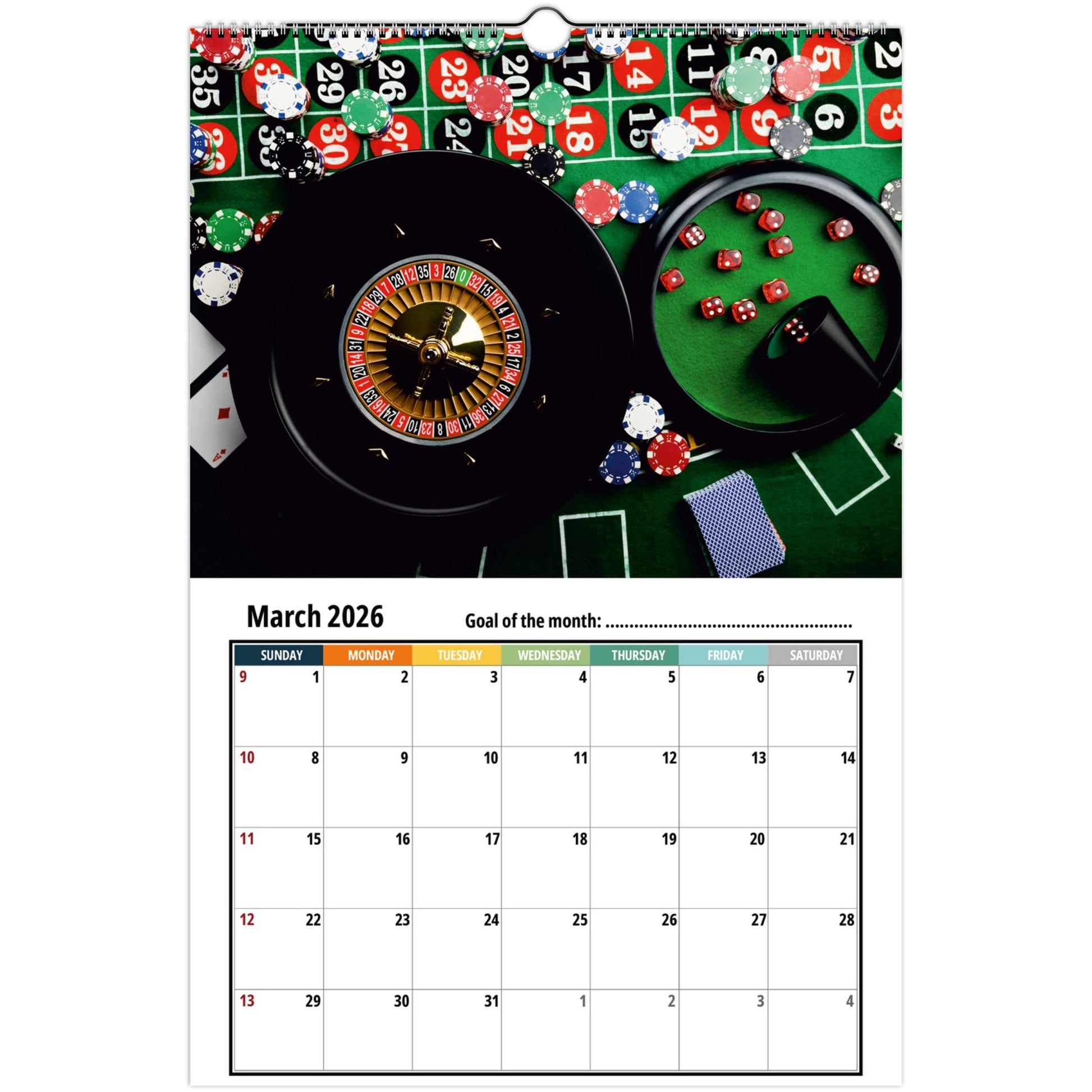 Casino Wall Calendar 2026