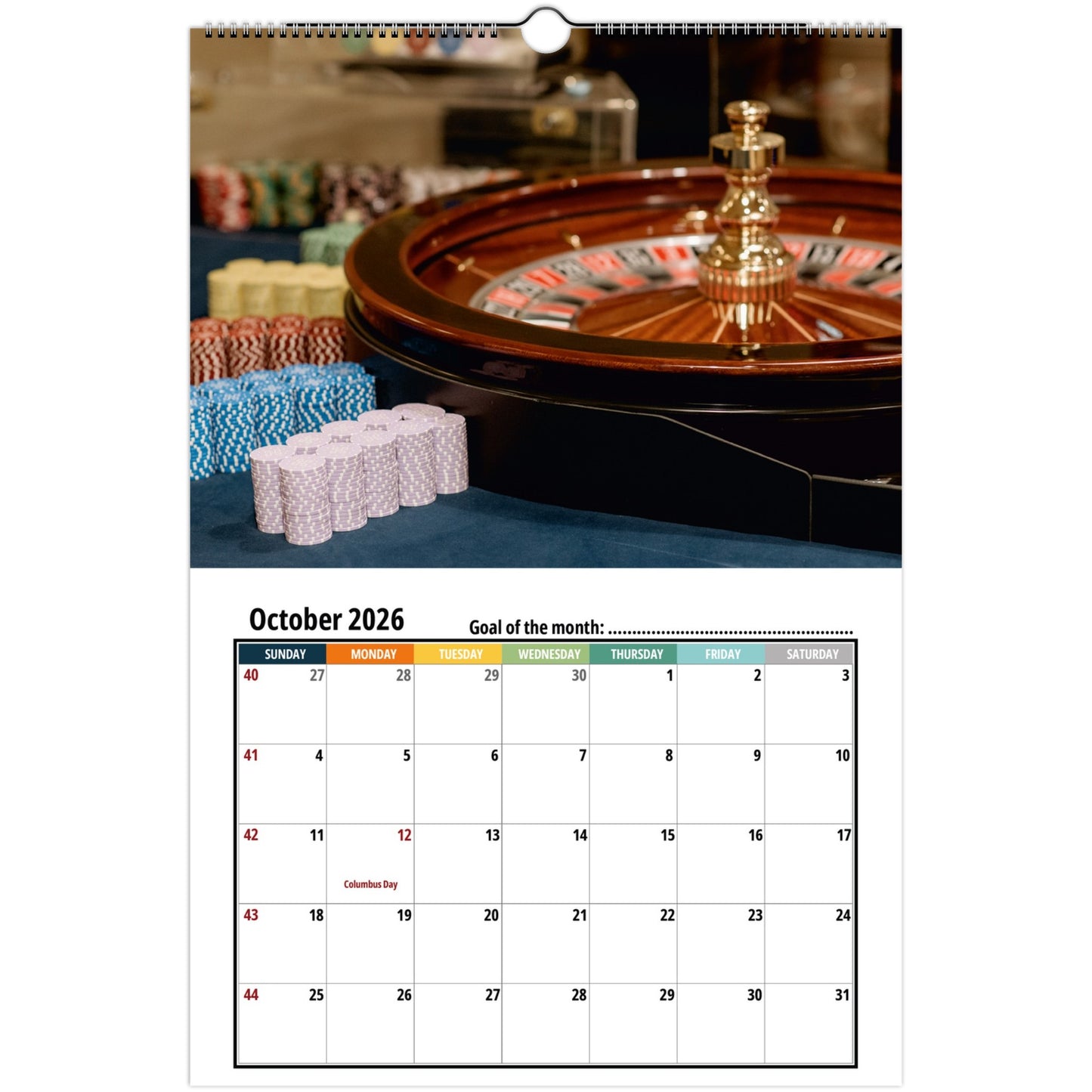 Casino Wall Calendar 2026
