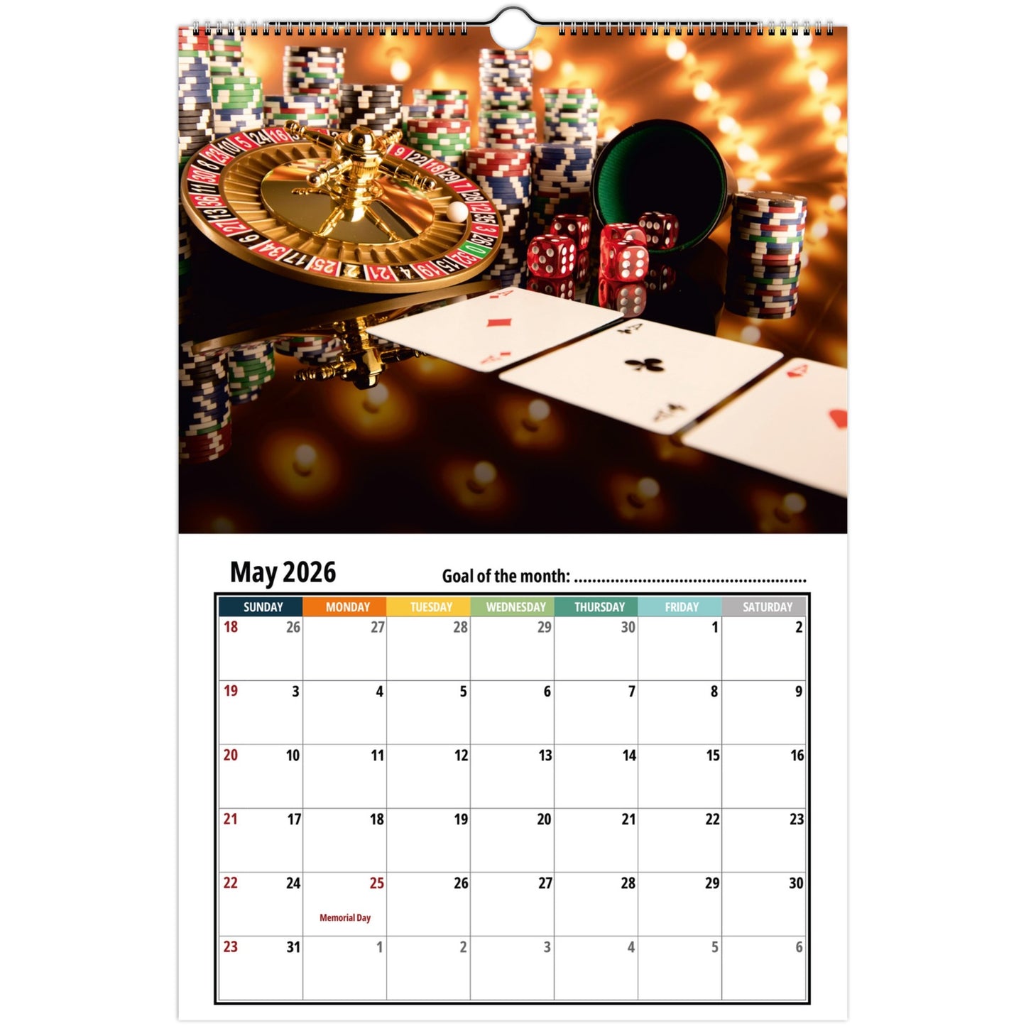 Casino Wall Calendar 2026