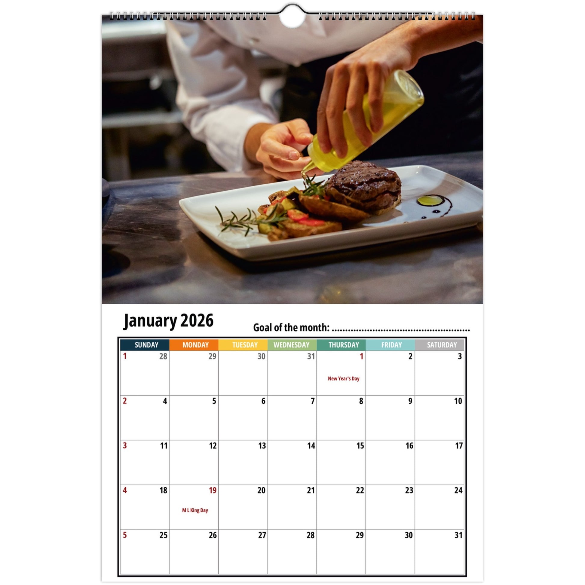 Chef Wall Calendar 2026