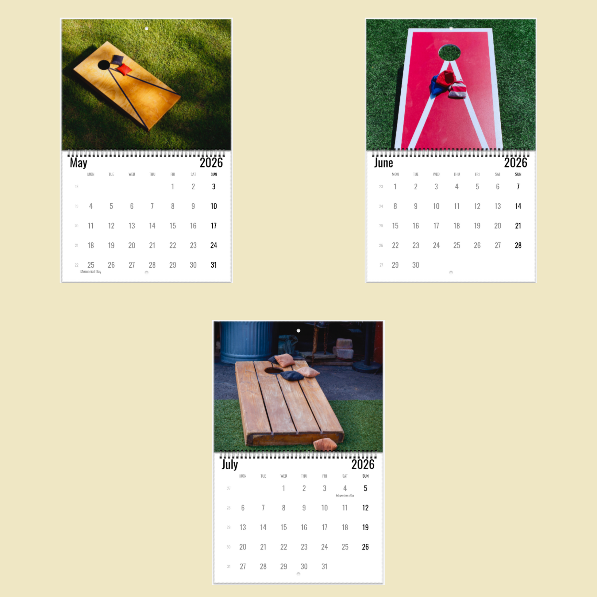 Cornhole Wall Calendar 2026