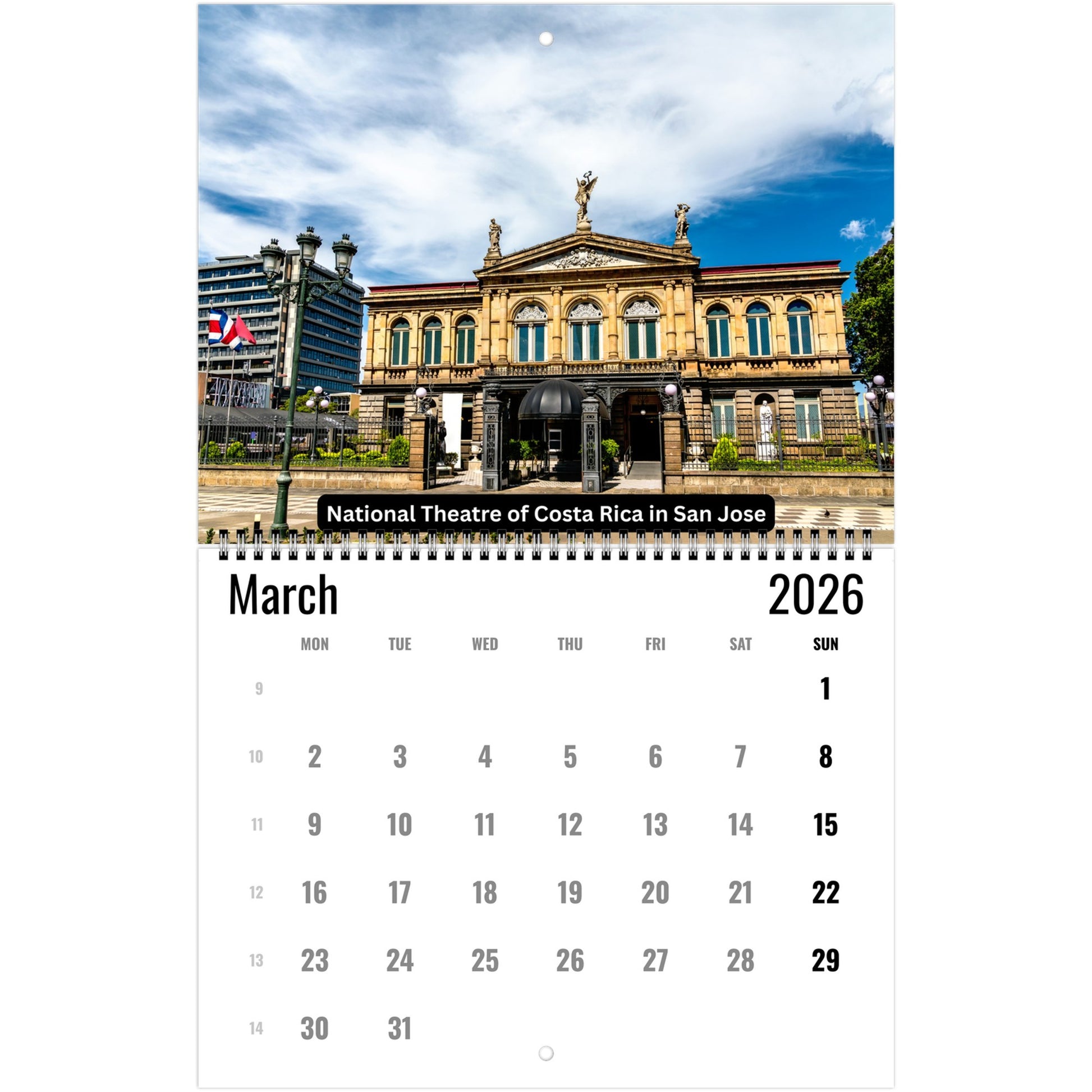 Costa Rica Wall Calendar 2026
