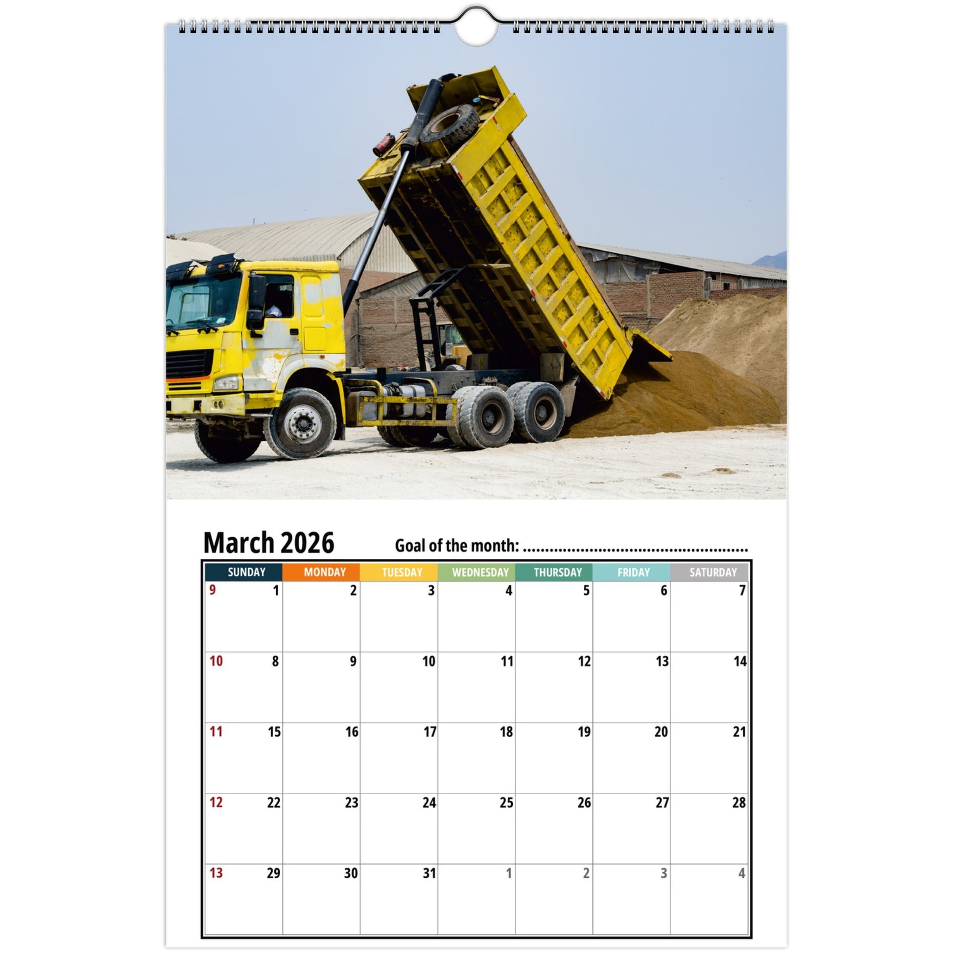 Dump Truck Calendar 2026