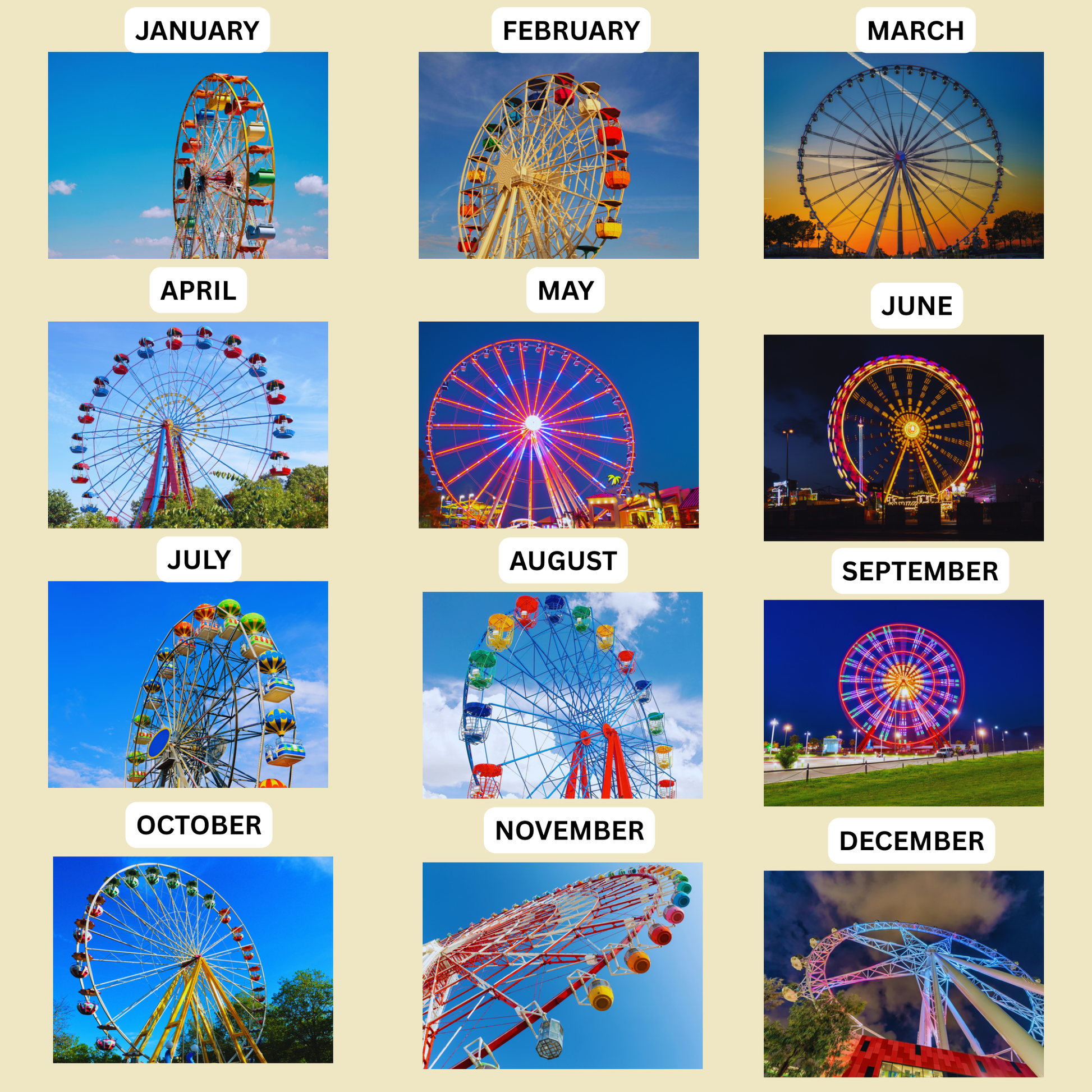 Ferris Wheel Wall Calendar 2026