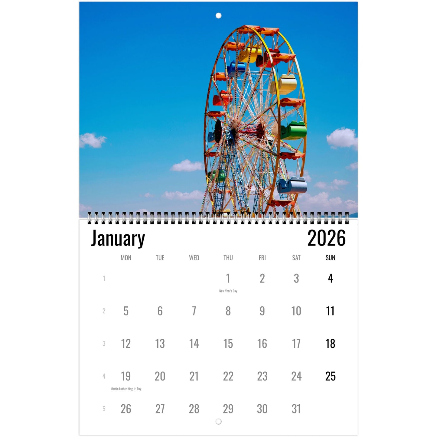 Ferris Wheel Wall Calendar 2026