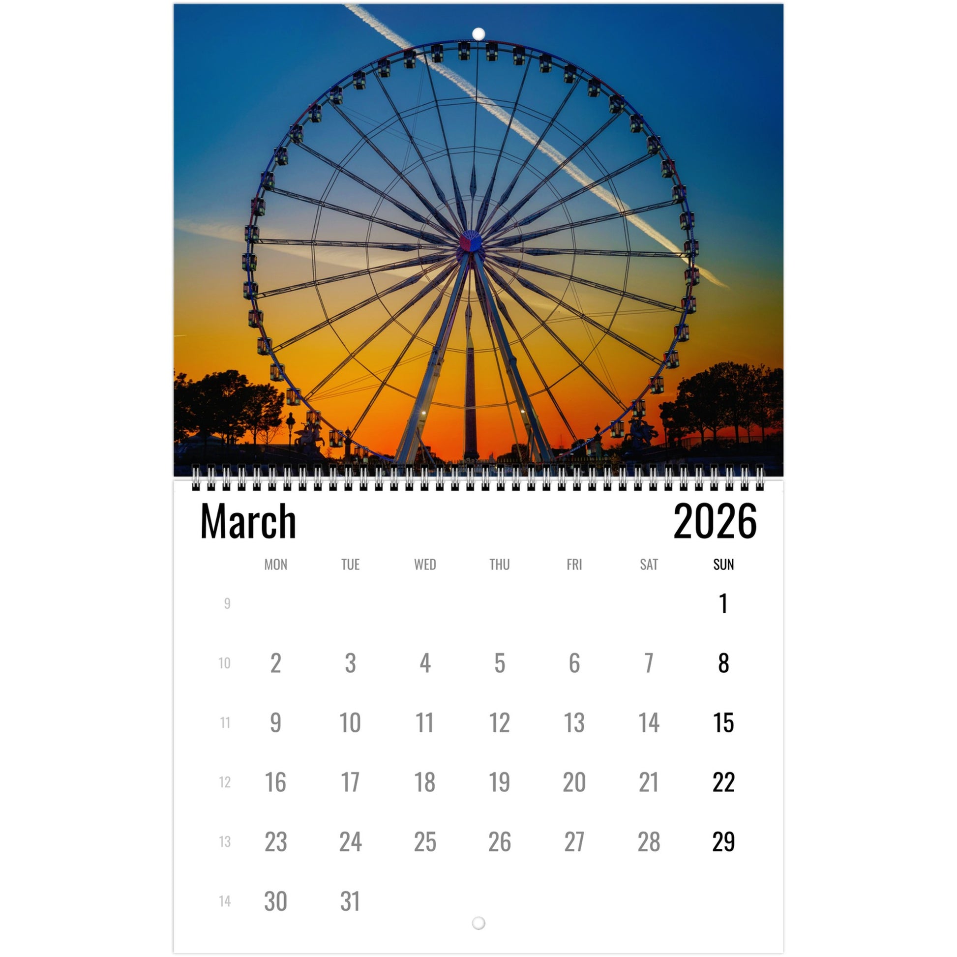 Ferris Wheel Wall Calendar 2026