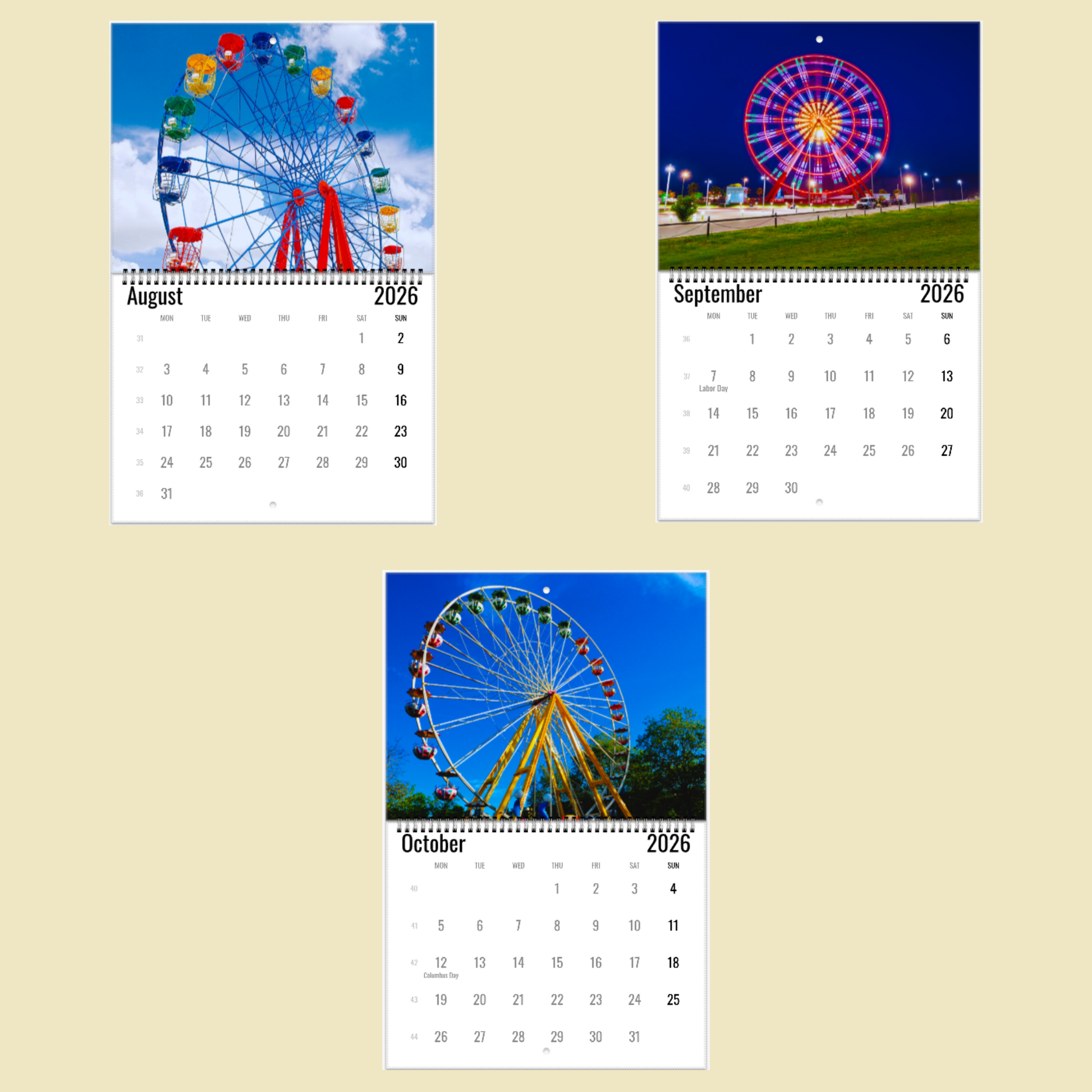 Ferris Wheel Wall Calendar 2026
