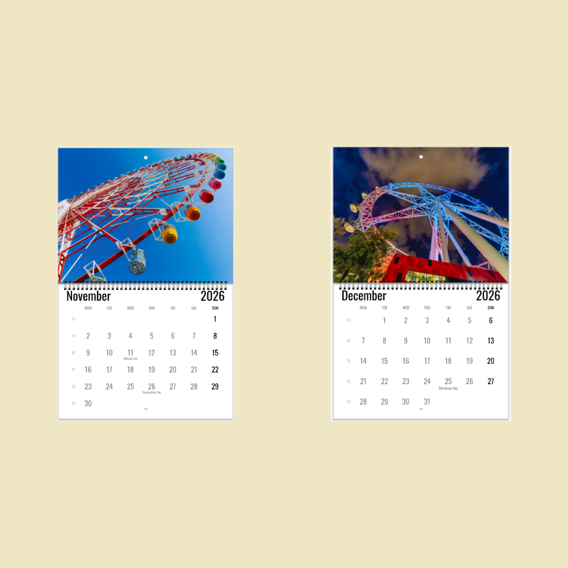 Ferris Wheel Wall Calendar 2026