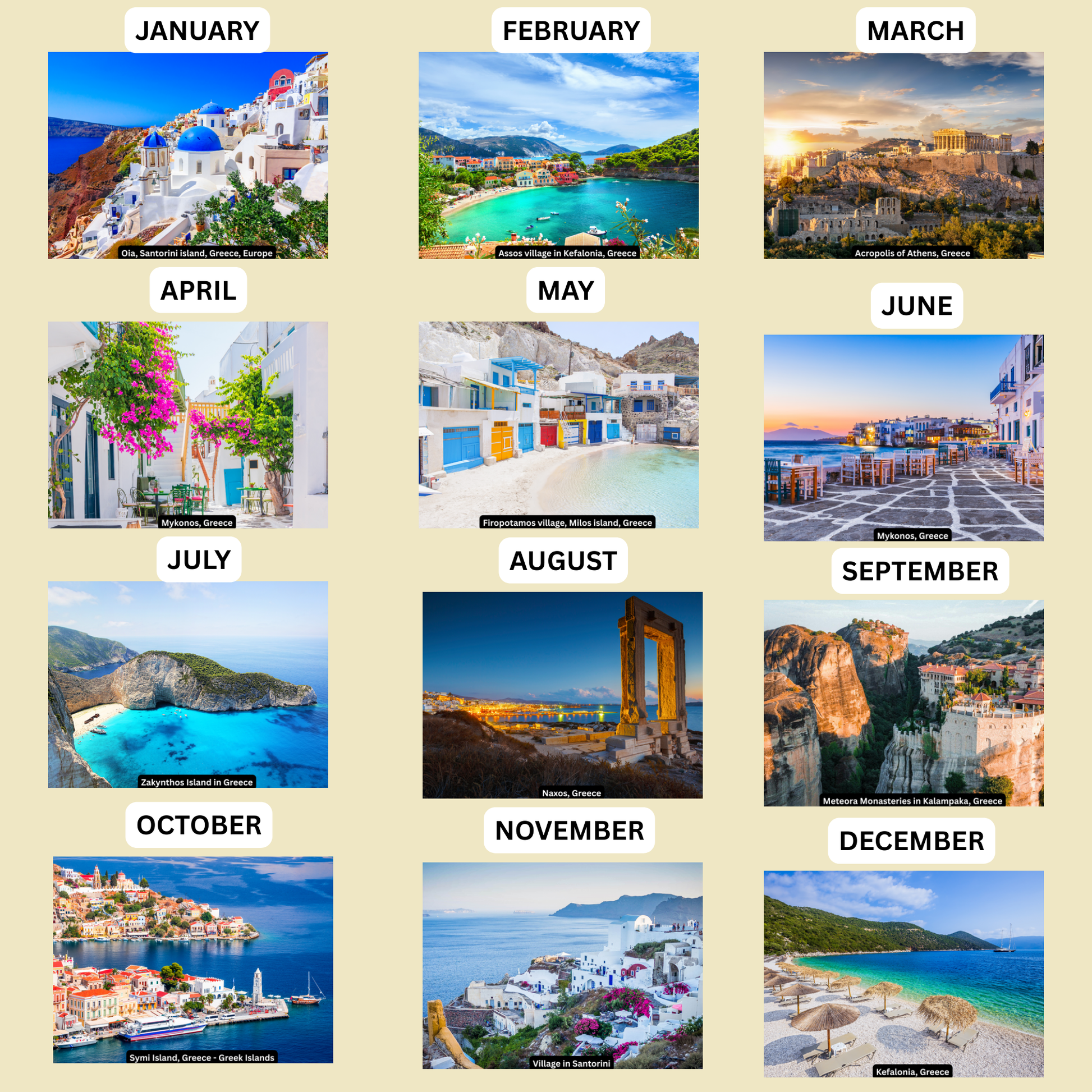 Greece Wall Calendar 2026