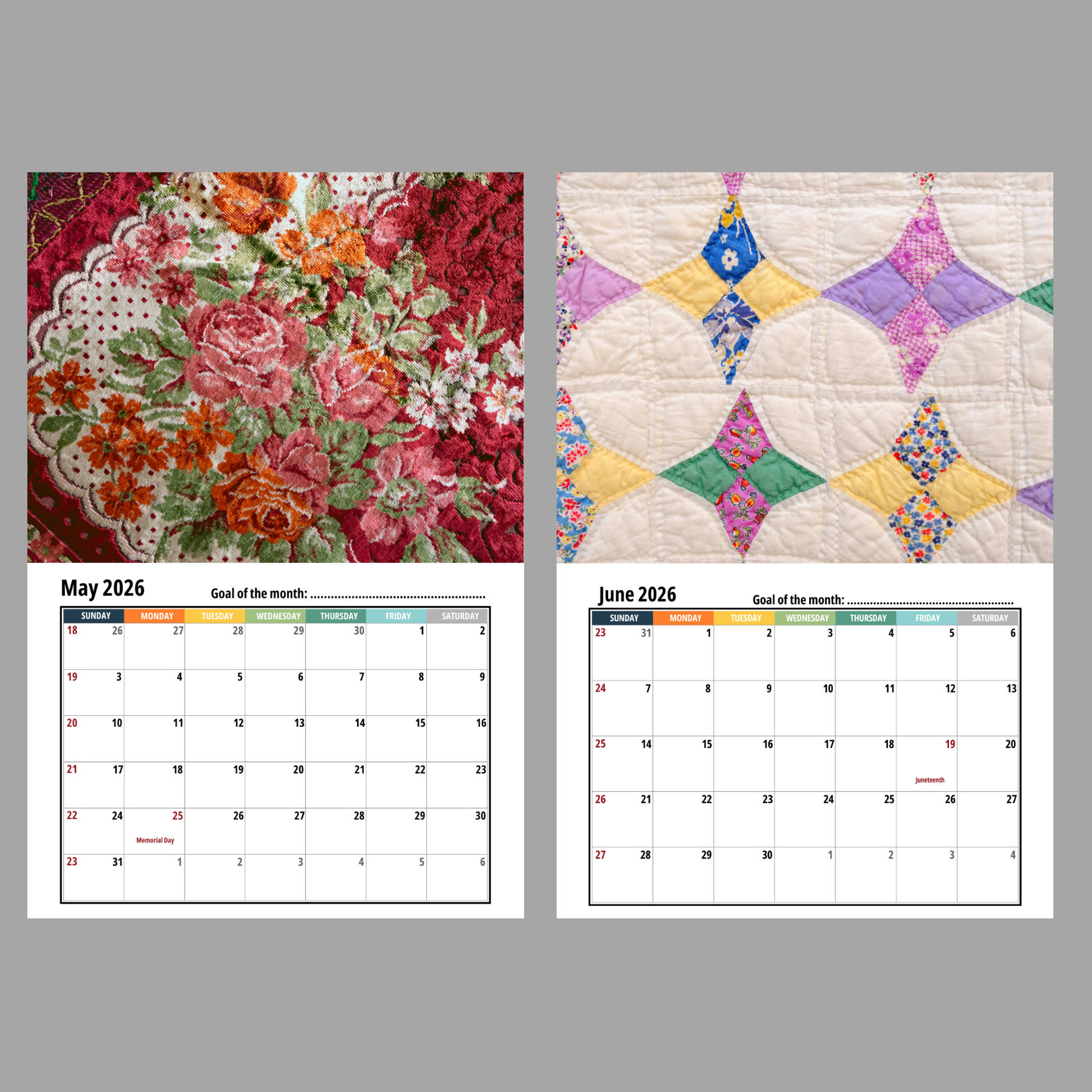 Quilt Wall Calendar 2026