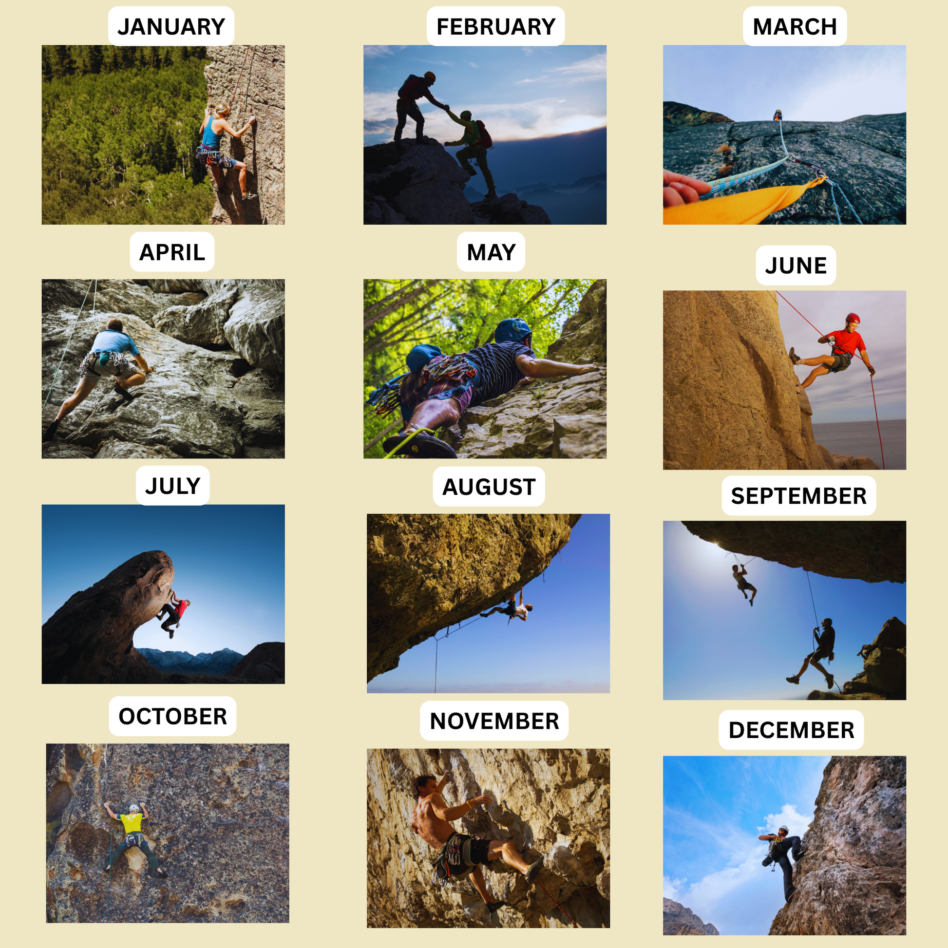 Rock Climbing Wall Calendar 2026