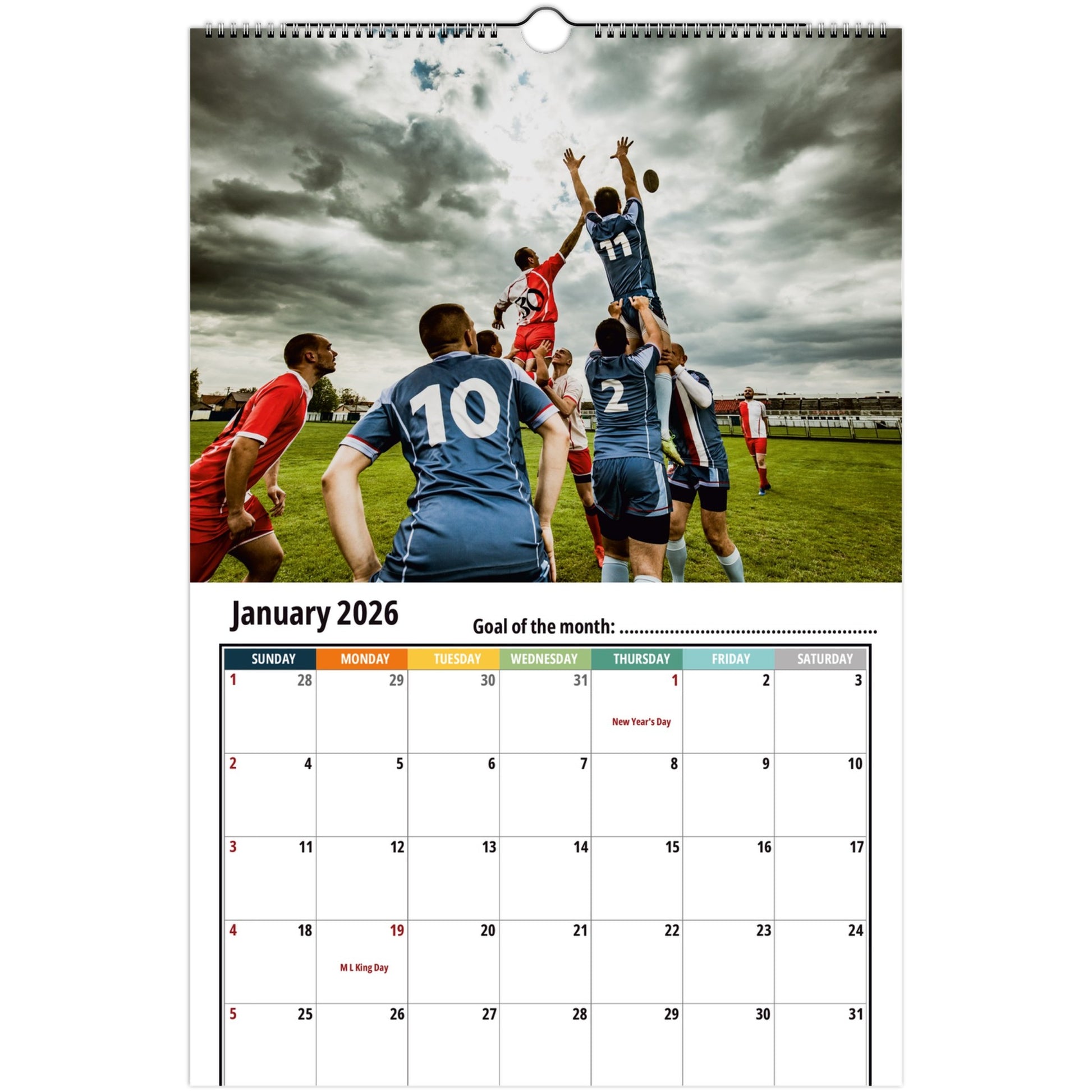 Rugby Wall Calendar 2026 1