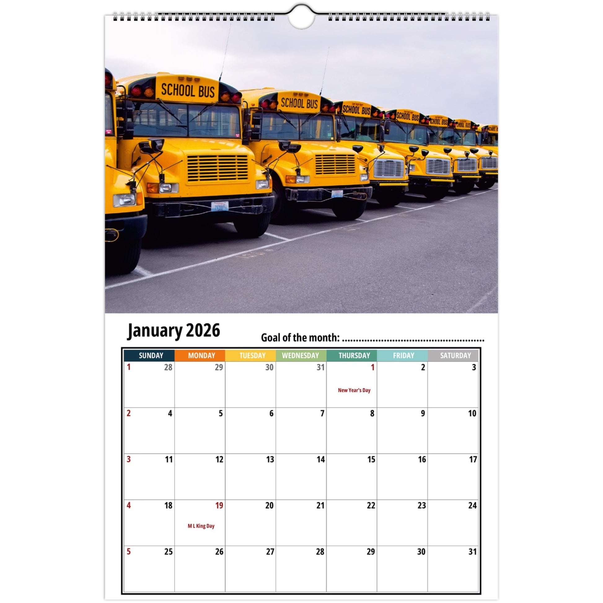 School Bus Calendar 2026