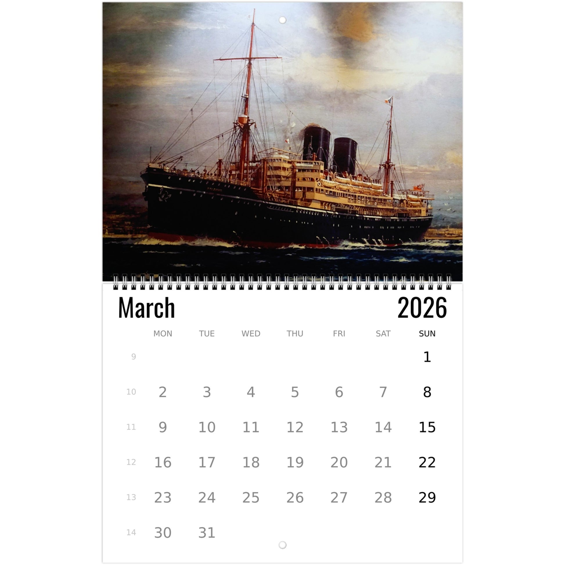 Steamship Wall Calendar 2026