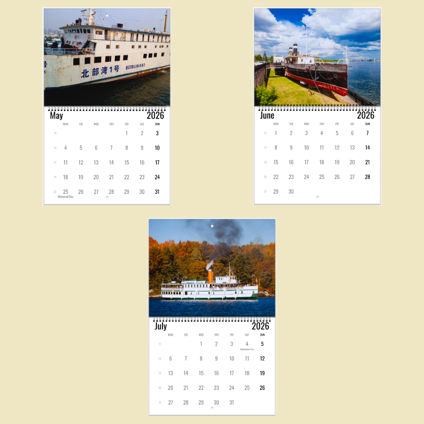 Steamship Wall Calendar 2026