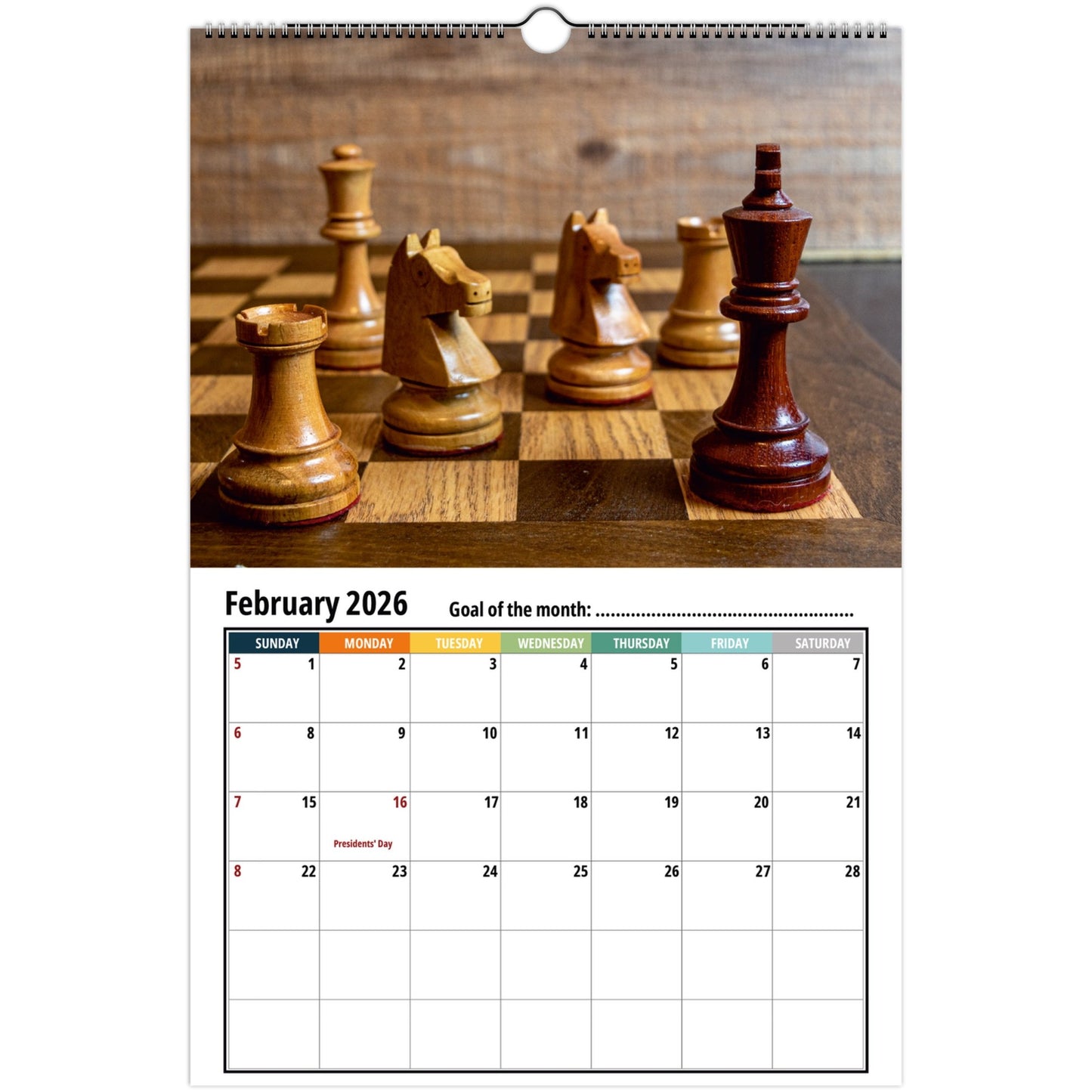 Chess Wall Calendar 2026