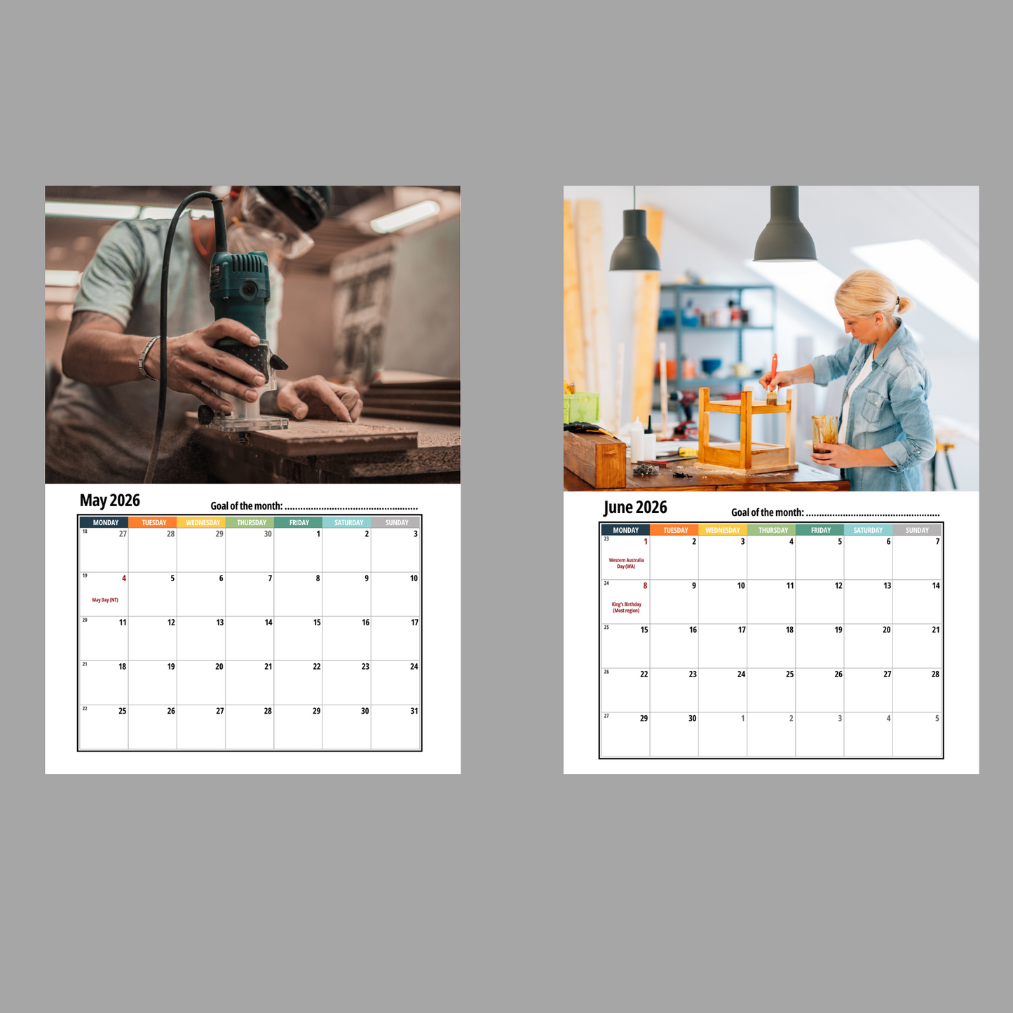 Carpenter Wall Calendar 2026
