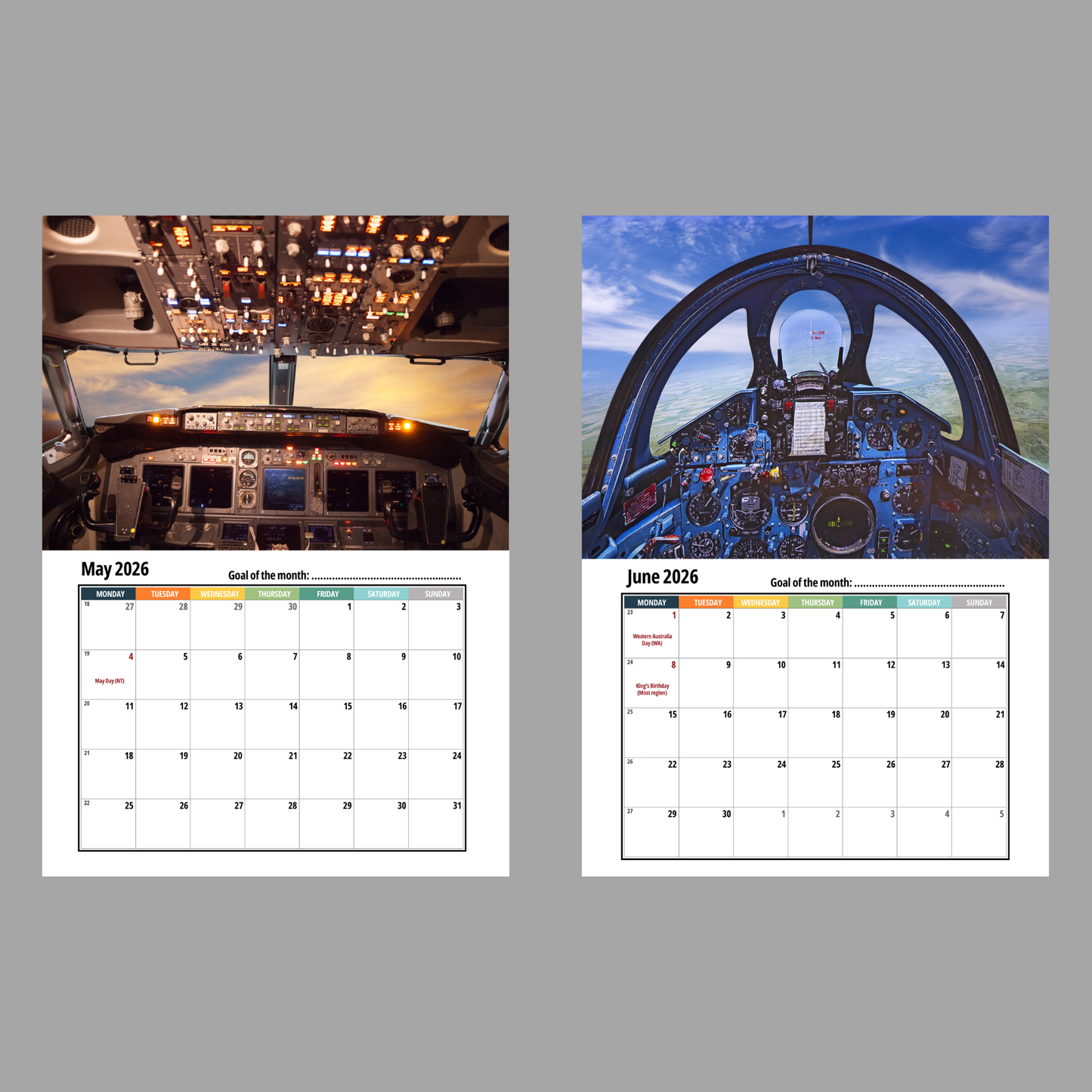 Cockpits Wall Calendar 2026