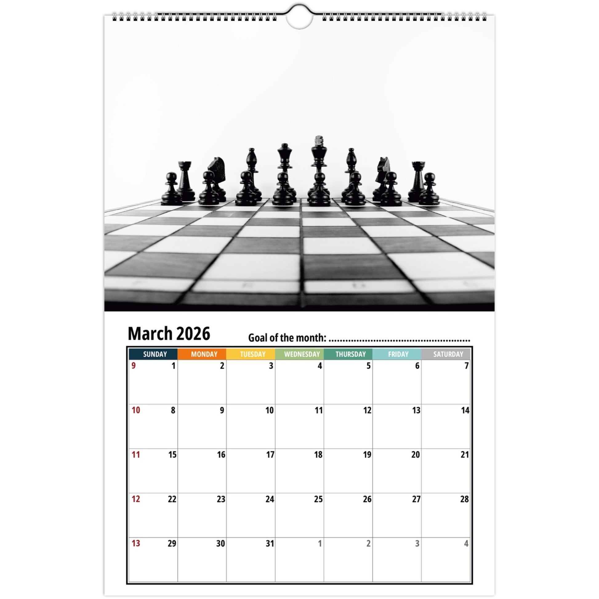Chess Wall Calendar 2026