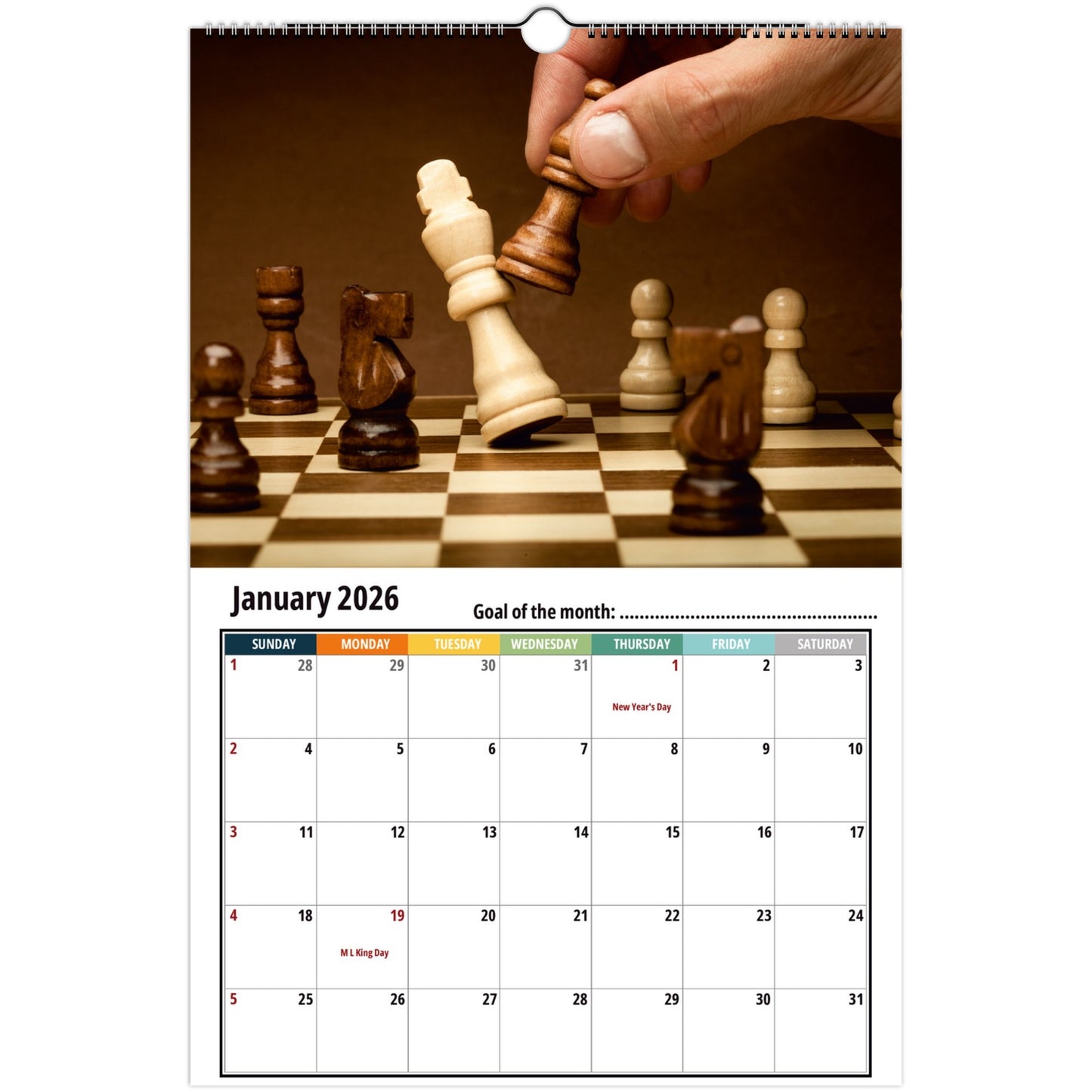 Chess Wall Calendar 2026