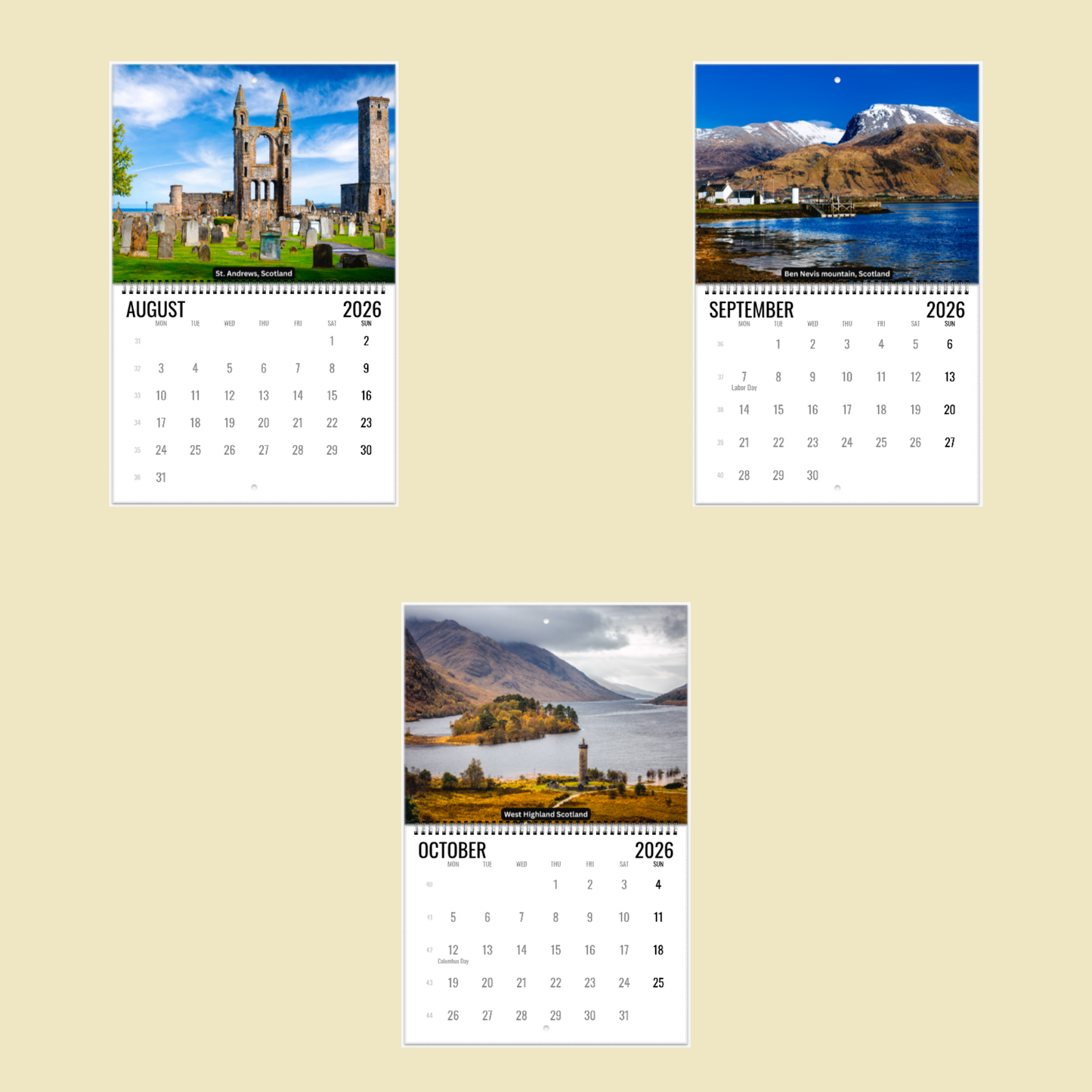 Scotland Wall Calendar 2026