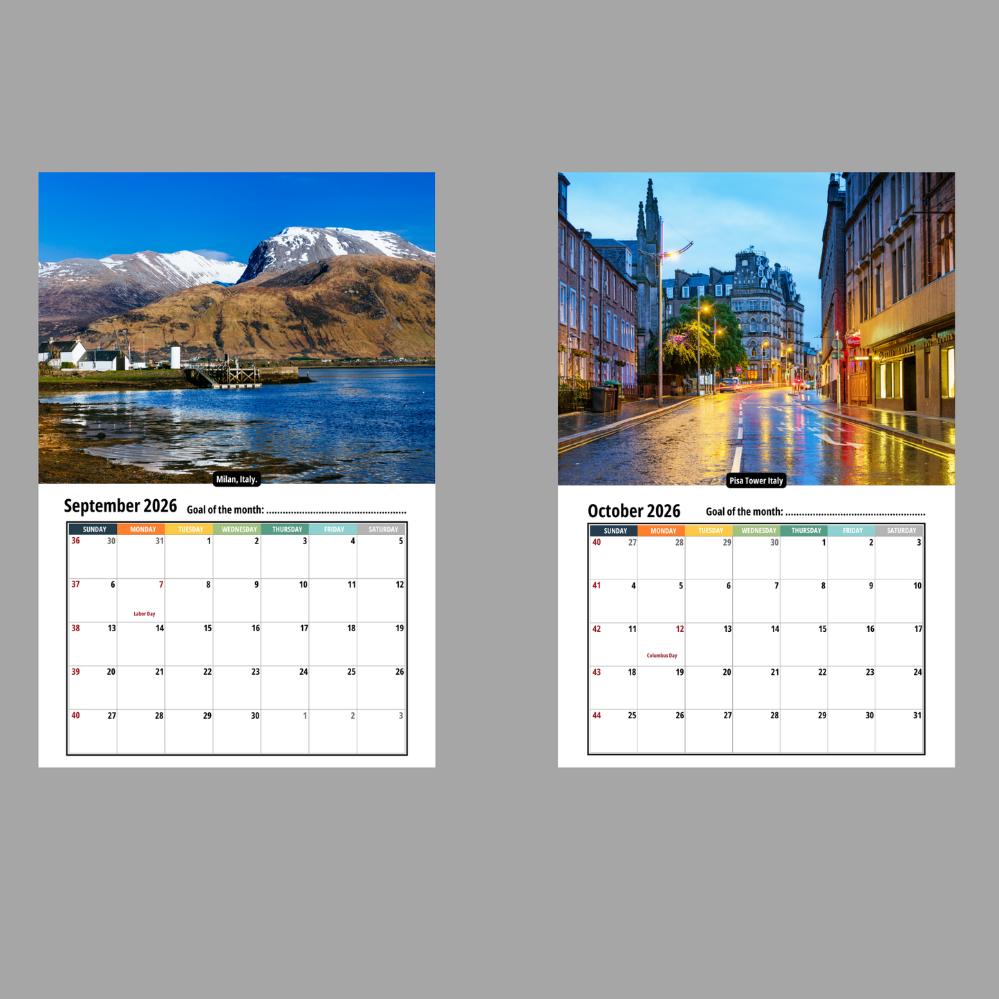 Scotland Wall Calendar 2026