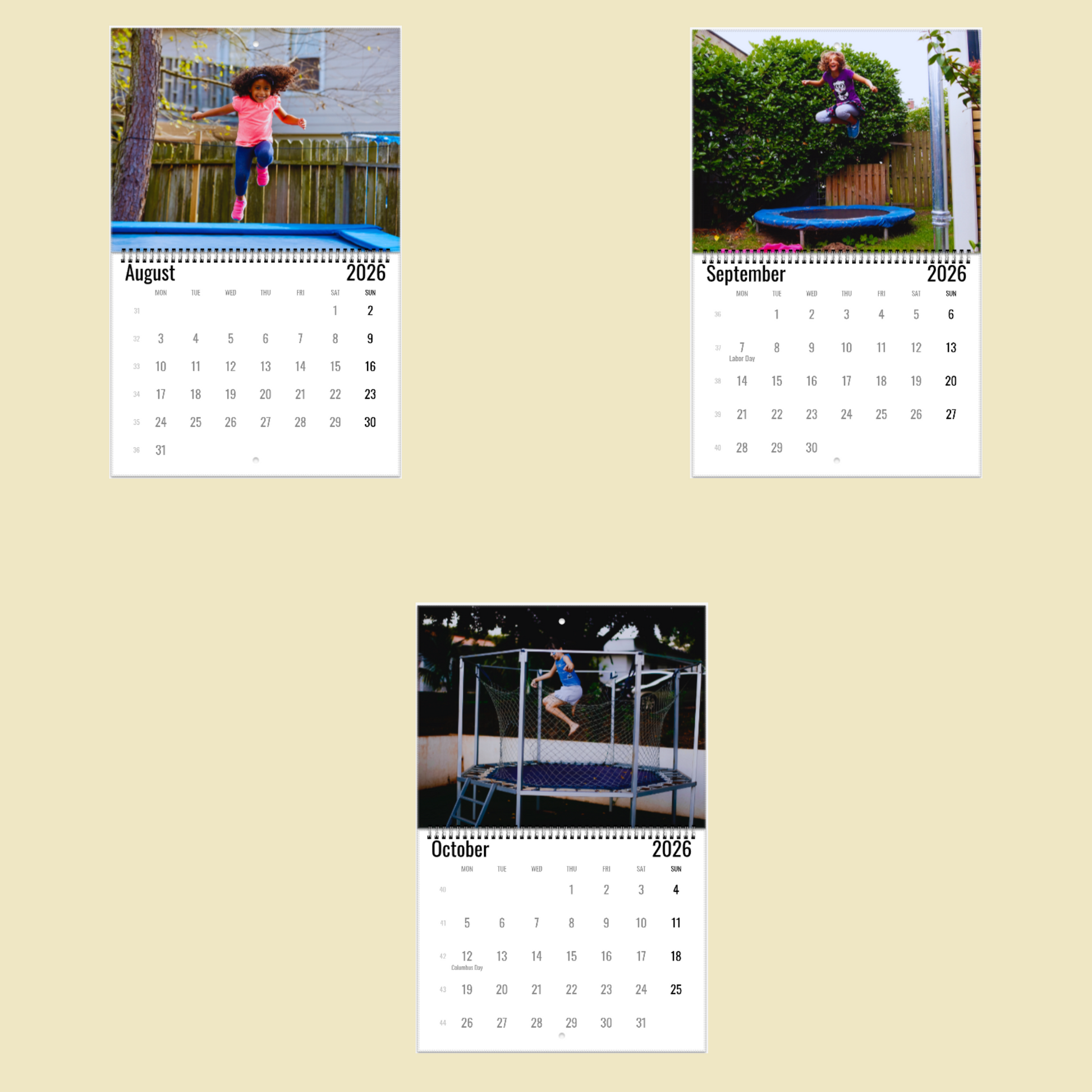Trampoline Wall Calendar 2026