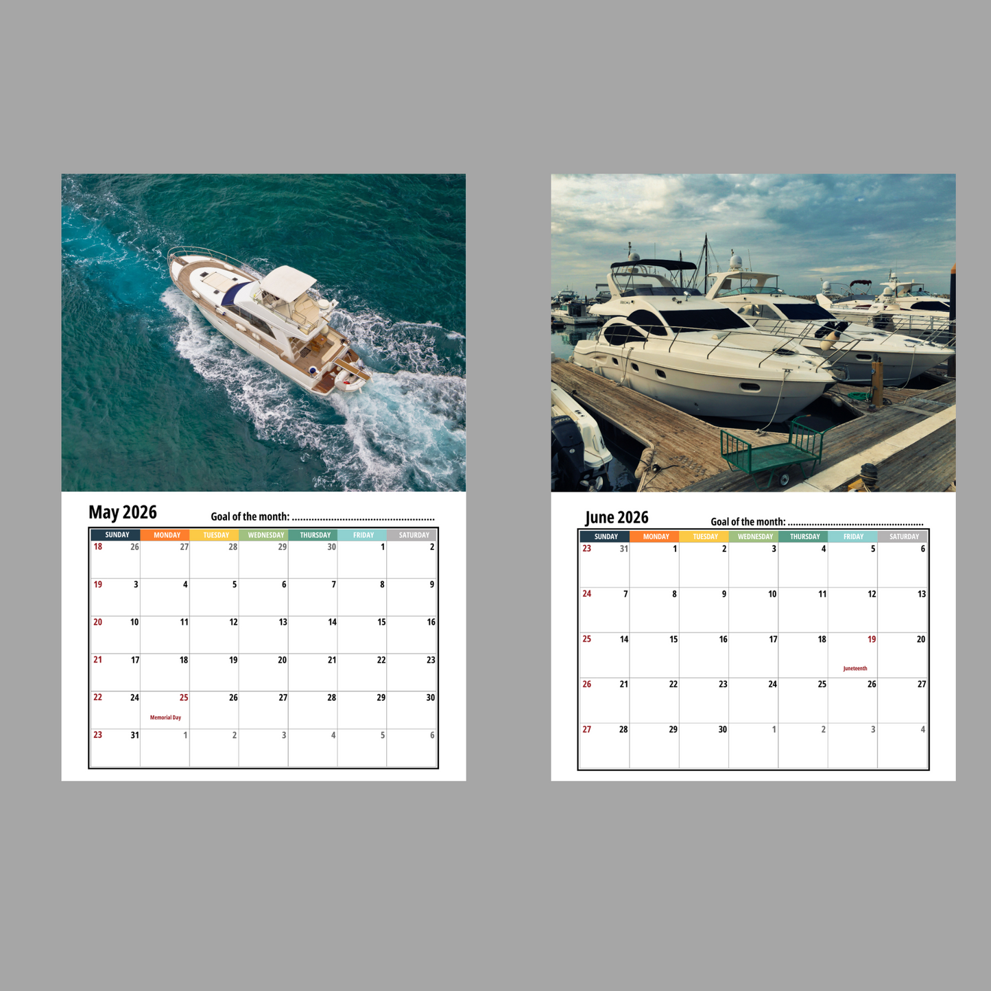 Yatch Wall Calendar 2026